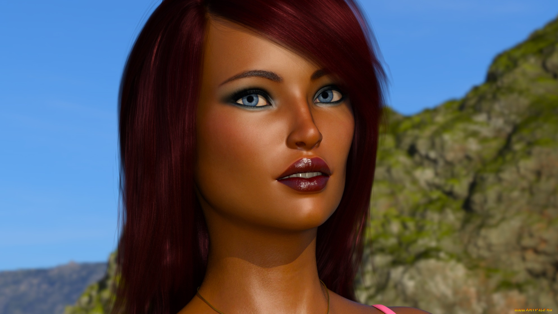 3д, графика, портрет, , portraits, девушка, взгляд, фон