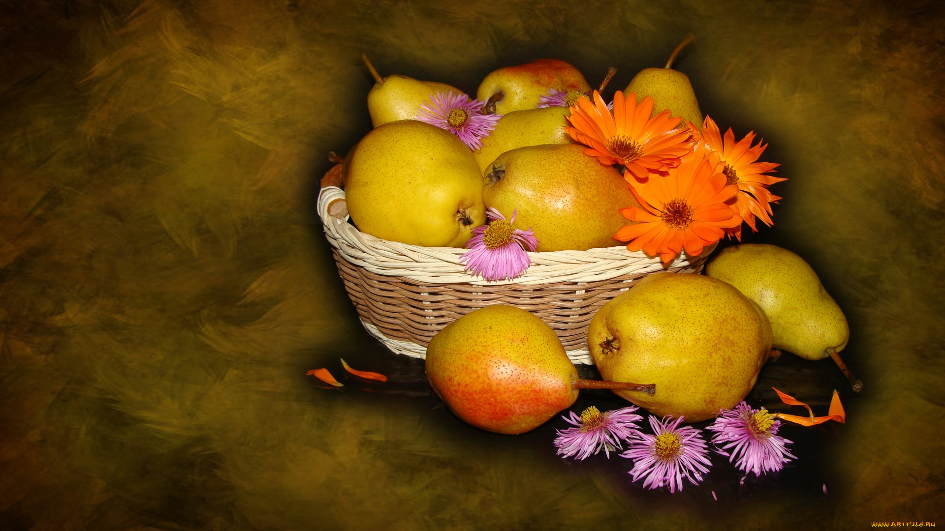 еда, груши, красивые, корзинка, beautiful, harmony, beauty, свадебные, wedding, elegantly, nice, bouquet, cool, delicate, букеты, bride, авторское, фото, елена, аникина, осенний, натюрморт, цветы, календулы