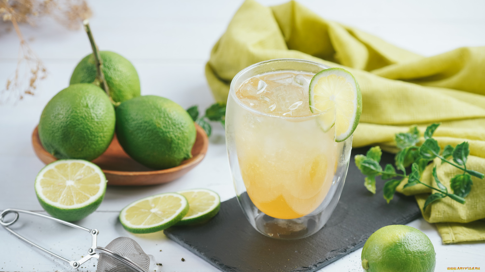 еда, напитки, лимонад, лед, лайм