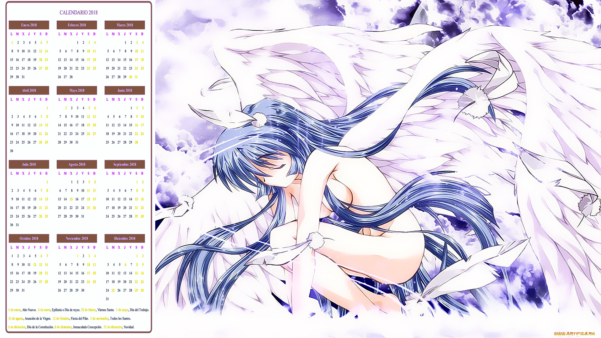 календари, аниме, девушка