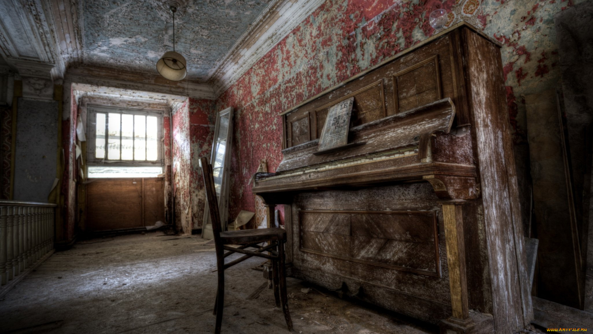 музыка, -музыкальные, инструменты, стул, окно, комната, пианино