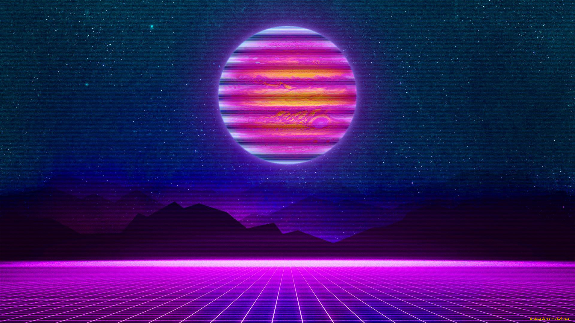 векторная, графика, природа, , nature, synthpop, synth, retrowave, юпитер, electronic, darkwave, звезды, горы, pop, synthwave, неон, фон, синти, синти-поп, johnleepee, музыка, космос, планета