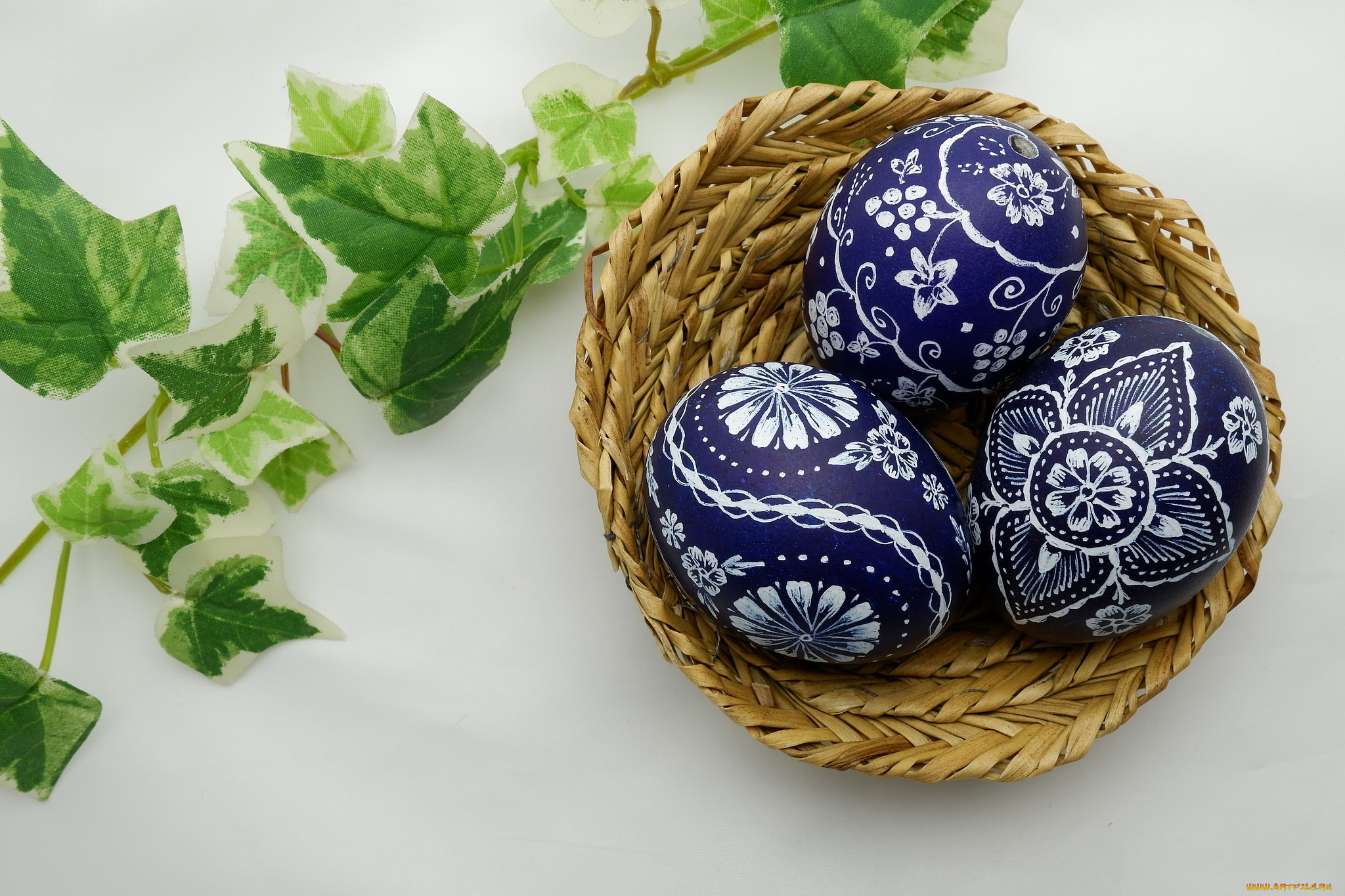 праздничные, пасха, яйца, веточка, праздник, корзина, весна, листья