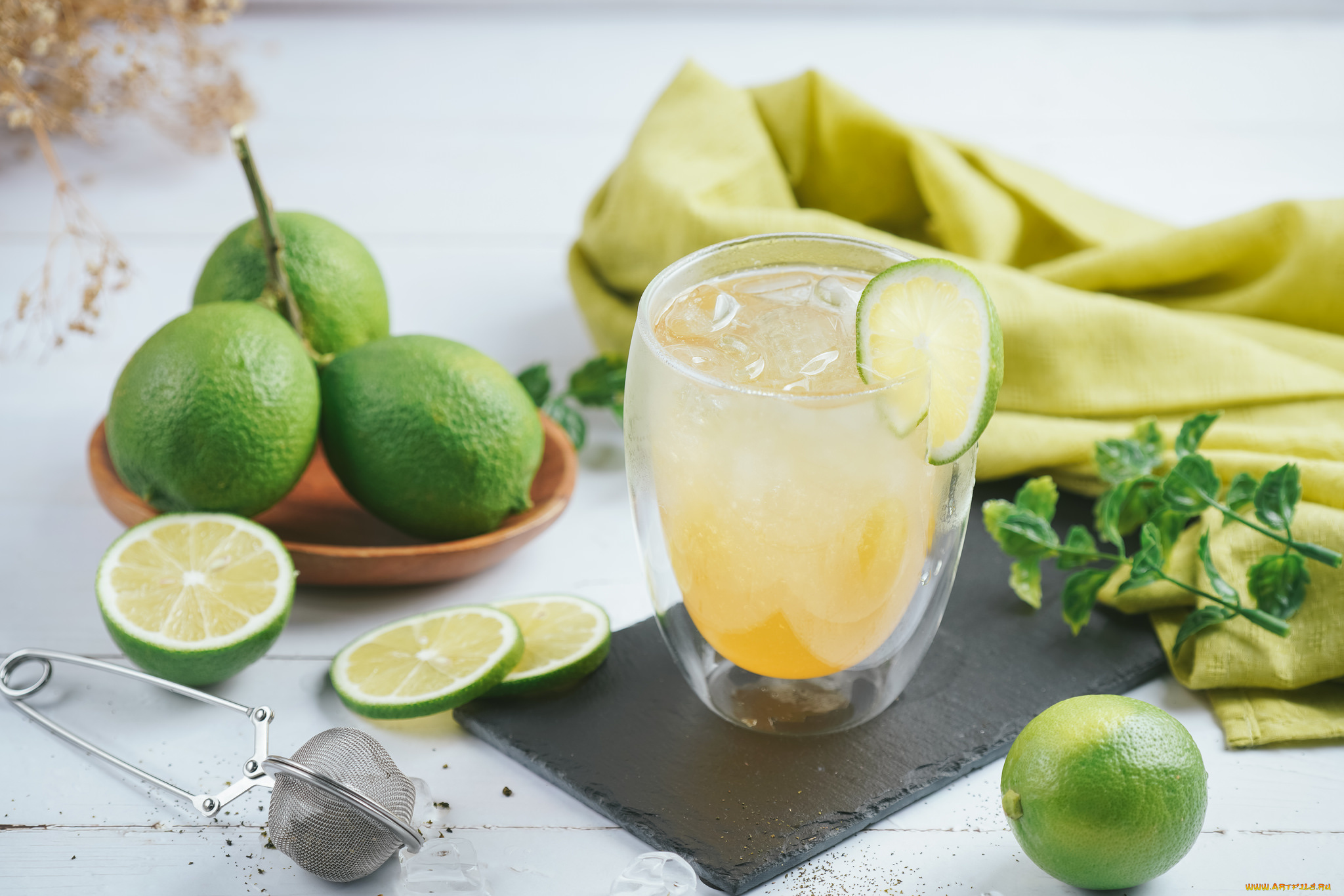еда, напитки, лимонад, лед, лайм
