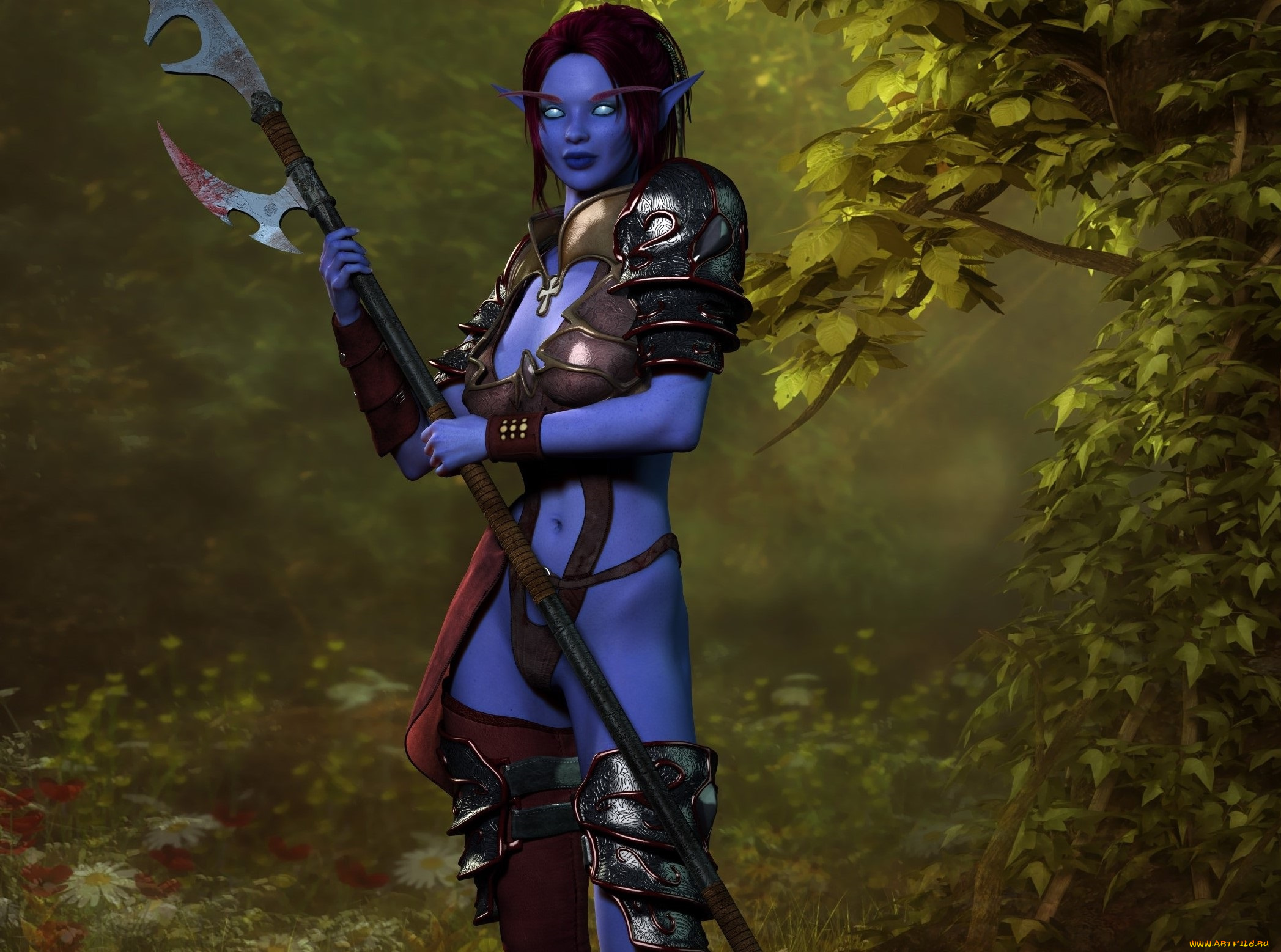 3д, графика, эльфы, , elves, эльфийка, фон, взгляд