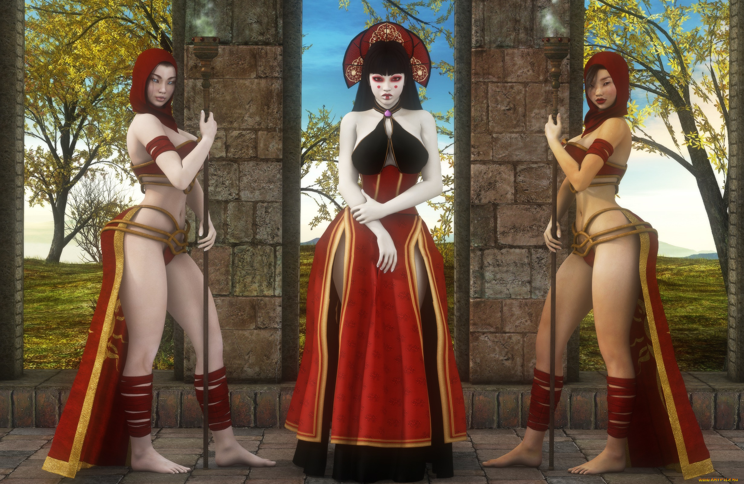 3д, графика, люди, , people, девушки, взгляд, фон