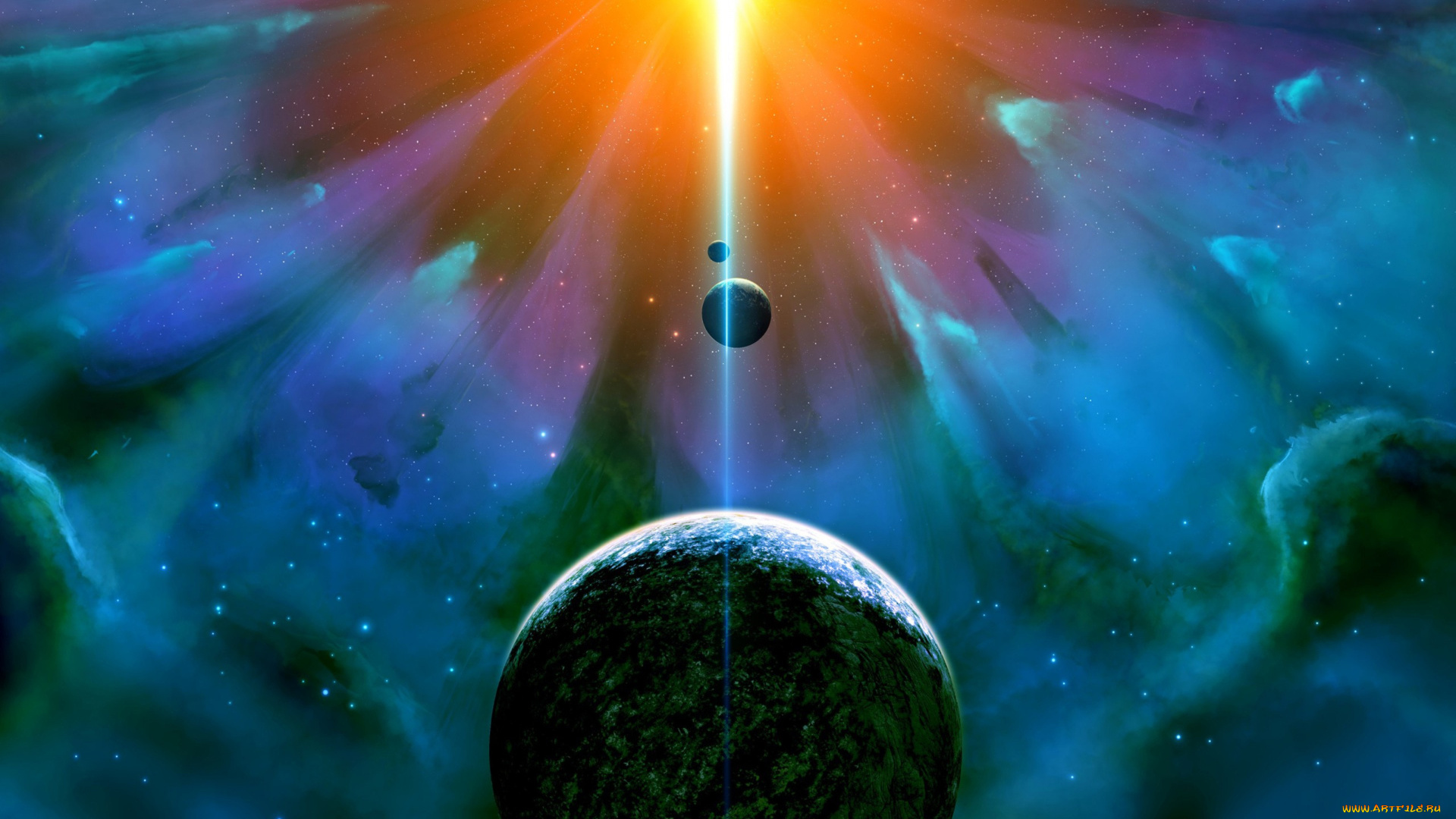 космос, арт, звезды, галактика, планета, вселенная