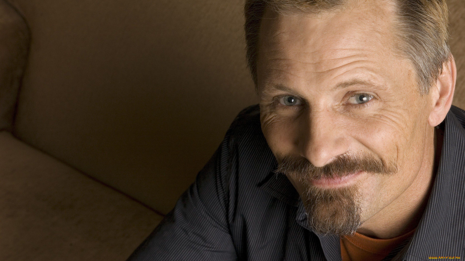 мужчины, viggo, mortensen, борода, усы, улыбка, лицо, актер
