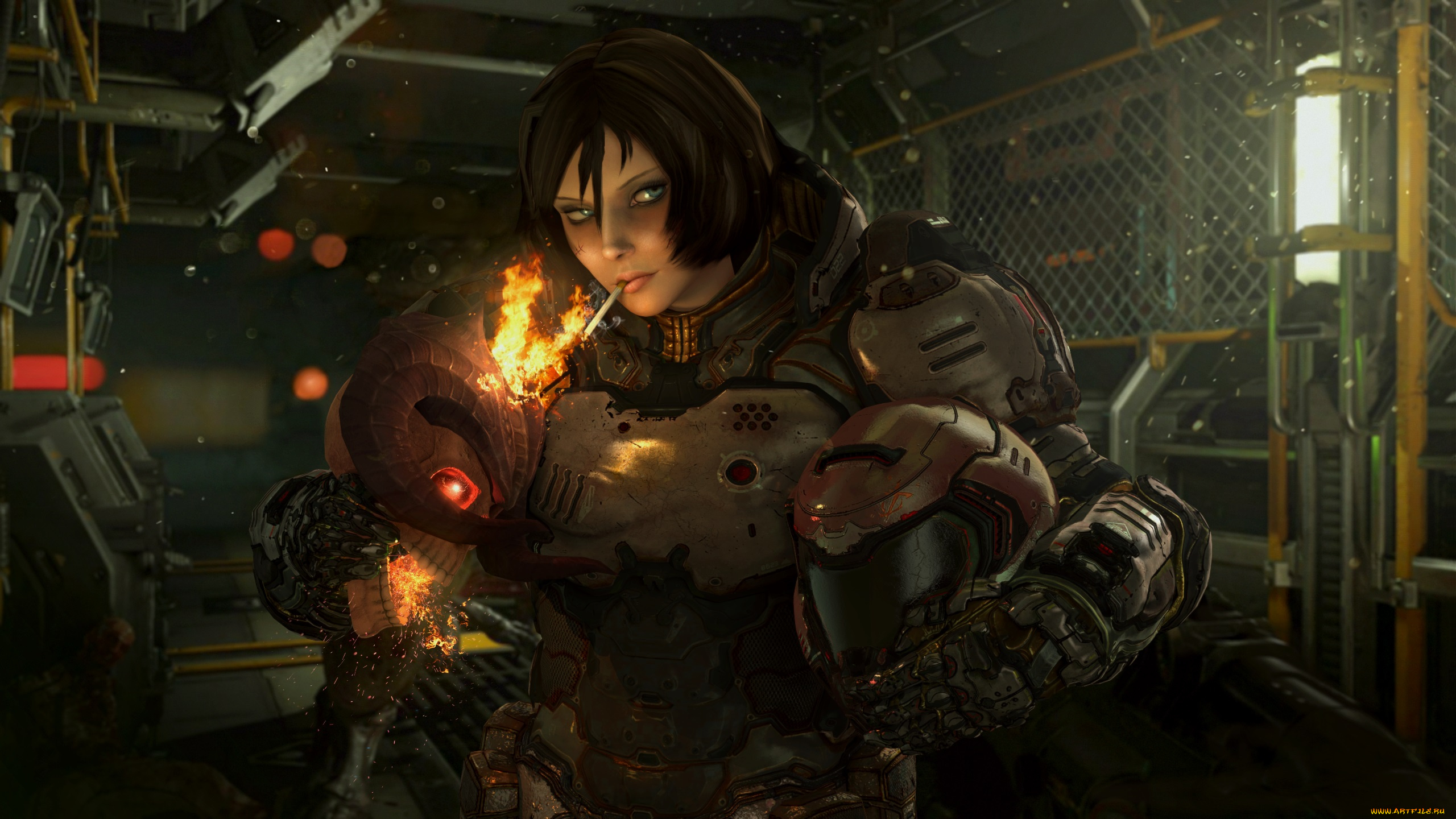 3д, графика, фантазия, , fantasy, фон, взгляд, девушка