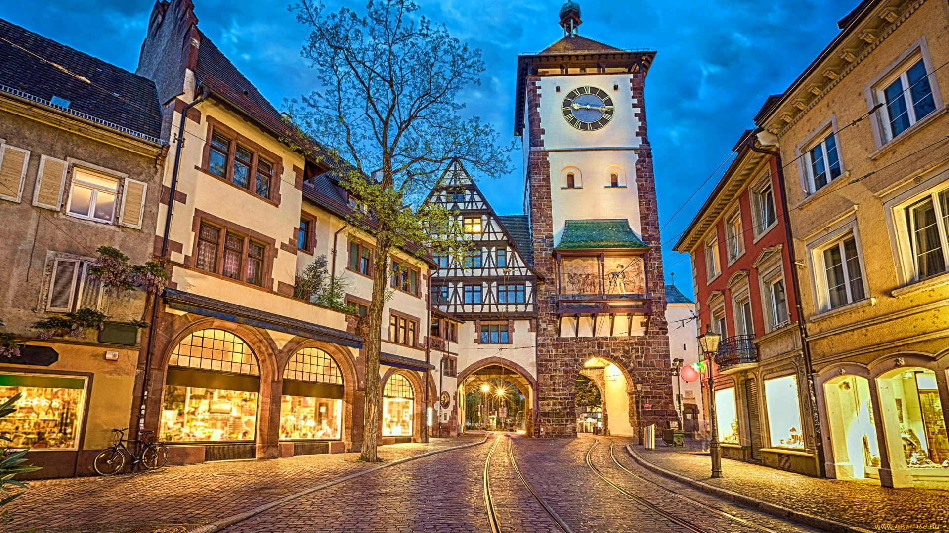 freiburg, im, breisgau, germany, города, -, огни, ночного, города, freiburg, im, breisgau