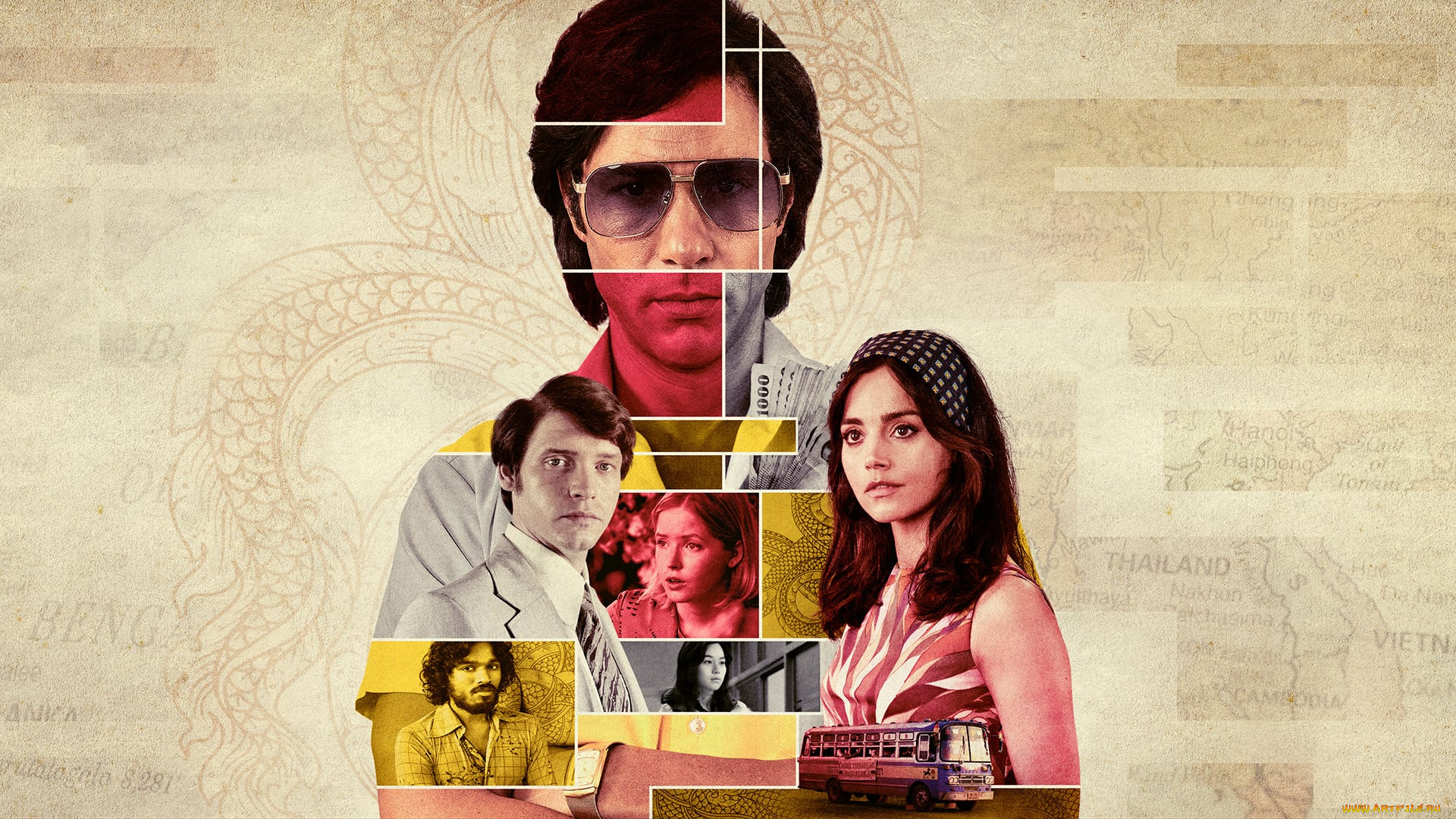 the, serpent, , сериал, 2021, кино, фильмы, сериал, змей, биография, криминал, детектив, драма, триллер, the, serpent, tahar, rahim, jenna, coleman, постер