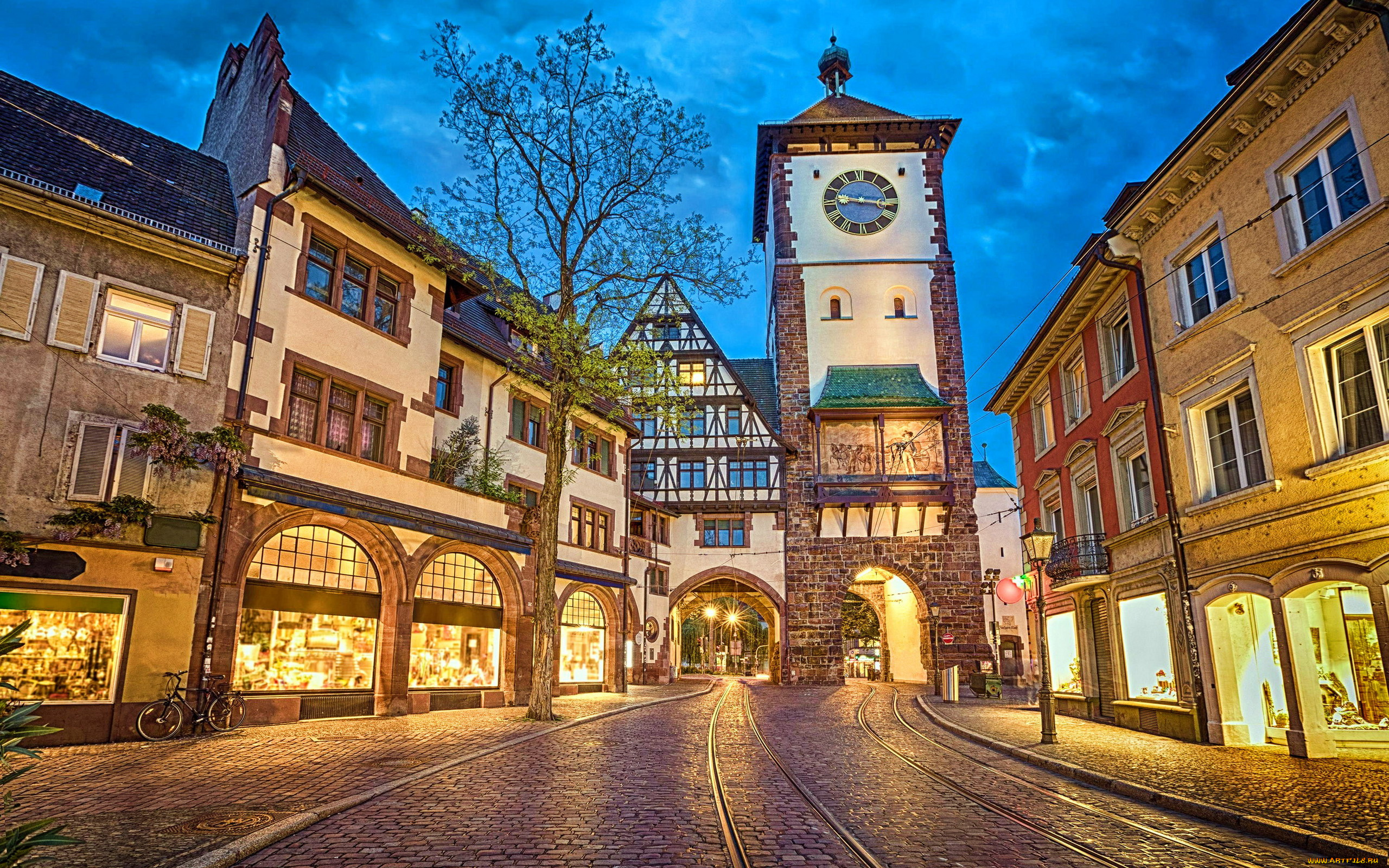 freiburg, im, breisgau, germany, города, -, огни, ночного, города, freiburg, im, breisgau