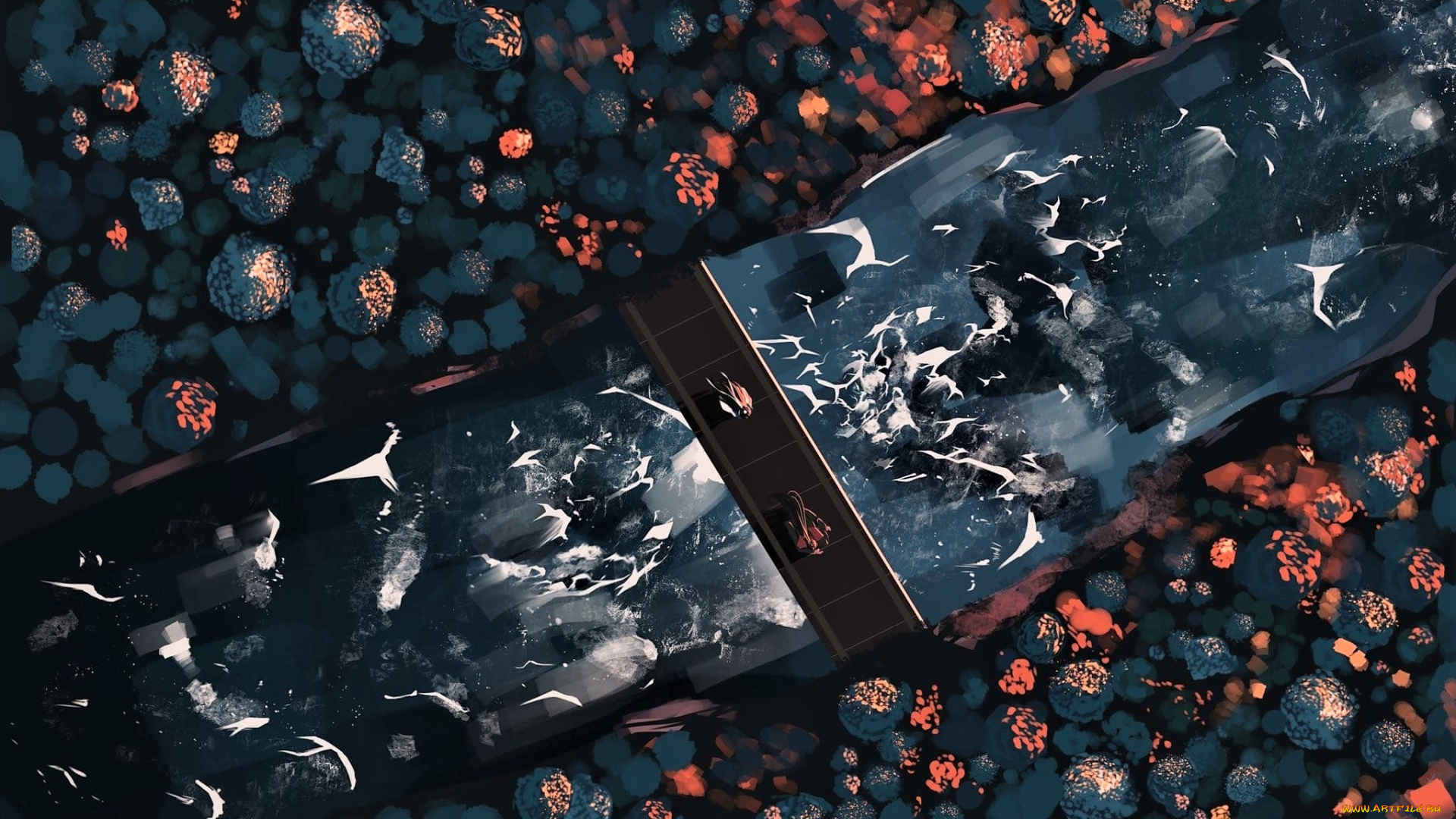 аниме, mo, dao, zu, shi, вэй, усянь, лань, ванцзы, мост, река, лес