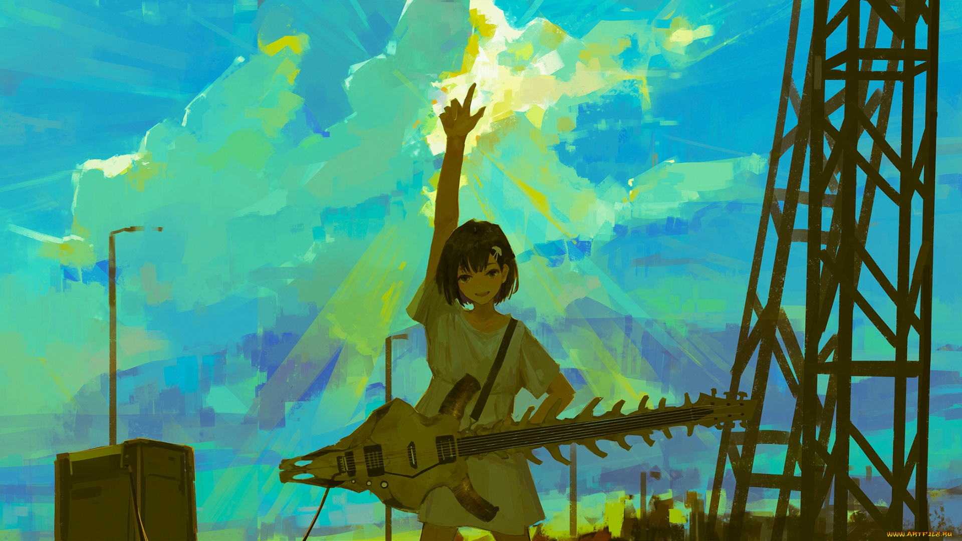 аниме, музыка, девушка