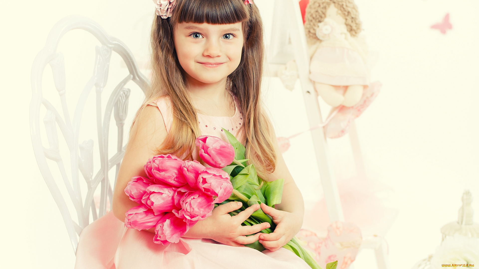 разное, дети, девочка, венок, букет