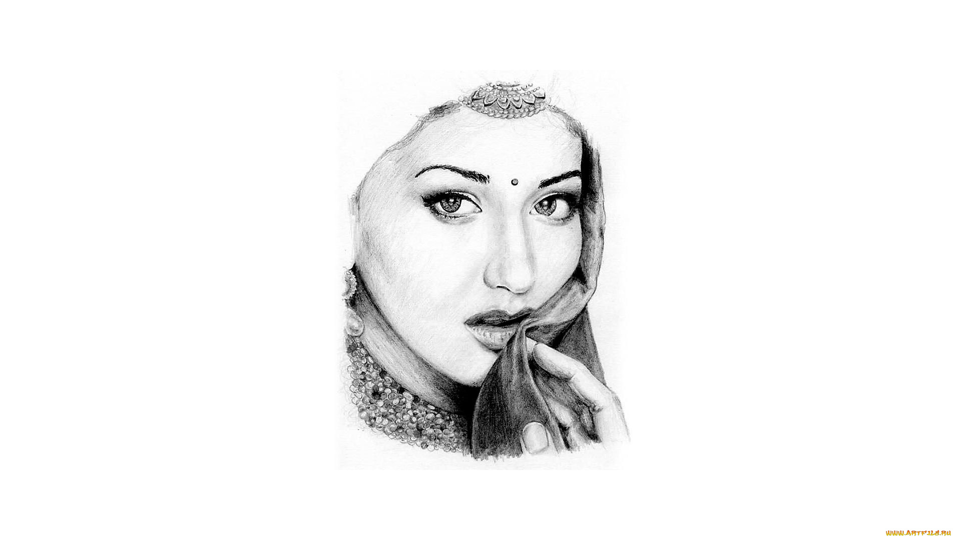 рисованное, люди, женщина, лицо, индианка