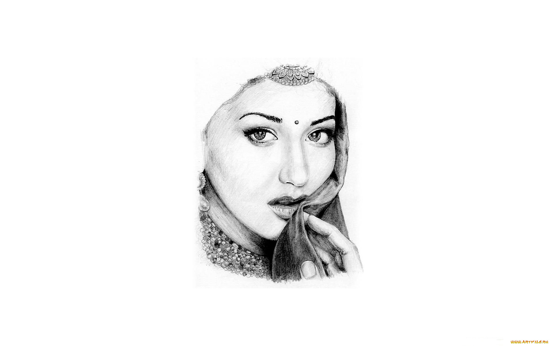 рисованное, люди, женщина, лицо, индианка