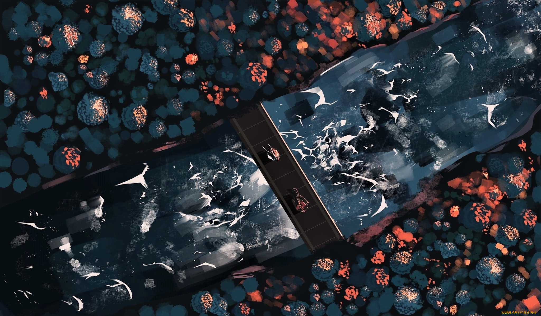 аниме, mo, dao, zu, shi, вэй, усянь, лань, ванцзы, мост, река, лес