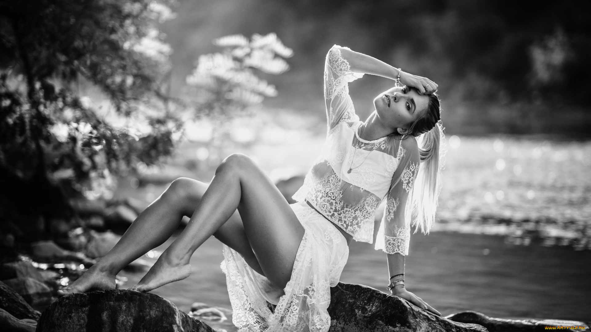 девушки, -, черно-белые, монохром