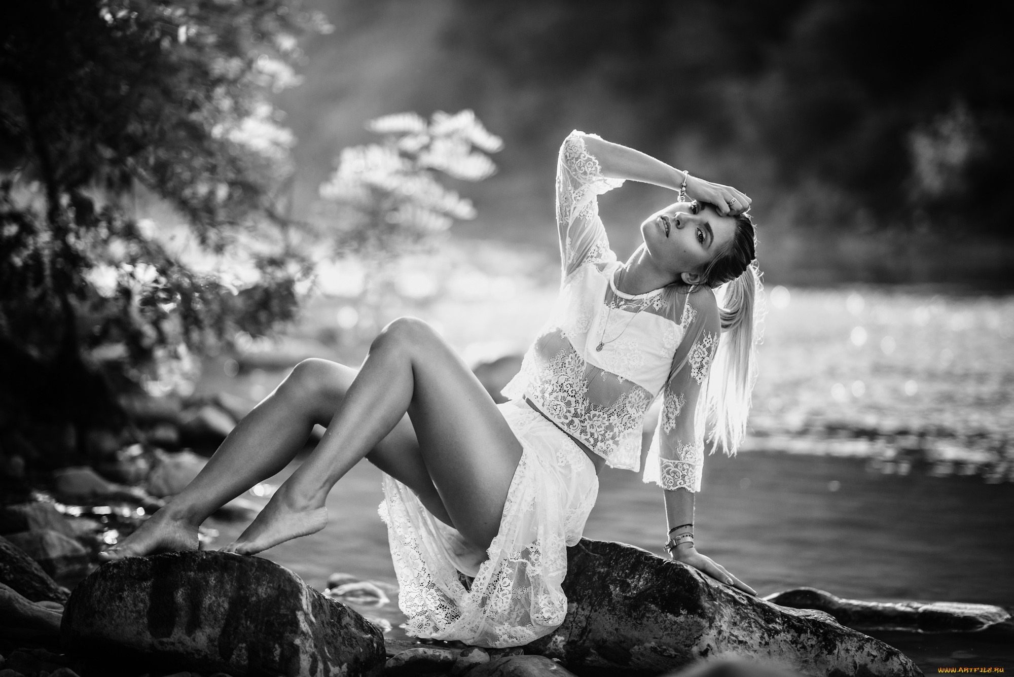 девушки, -, черно-белые, монохром