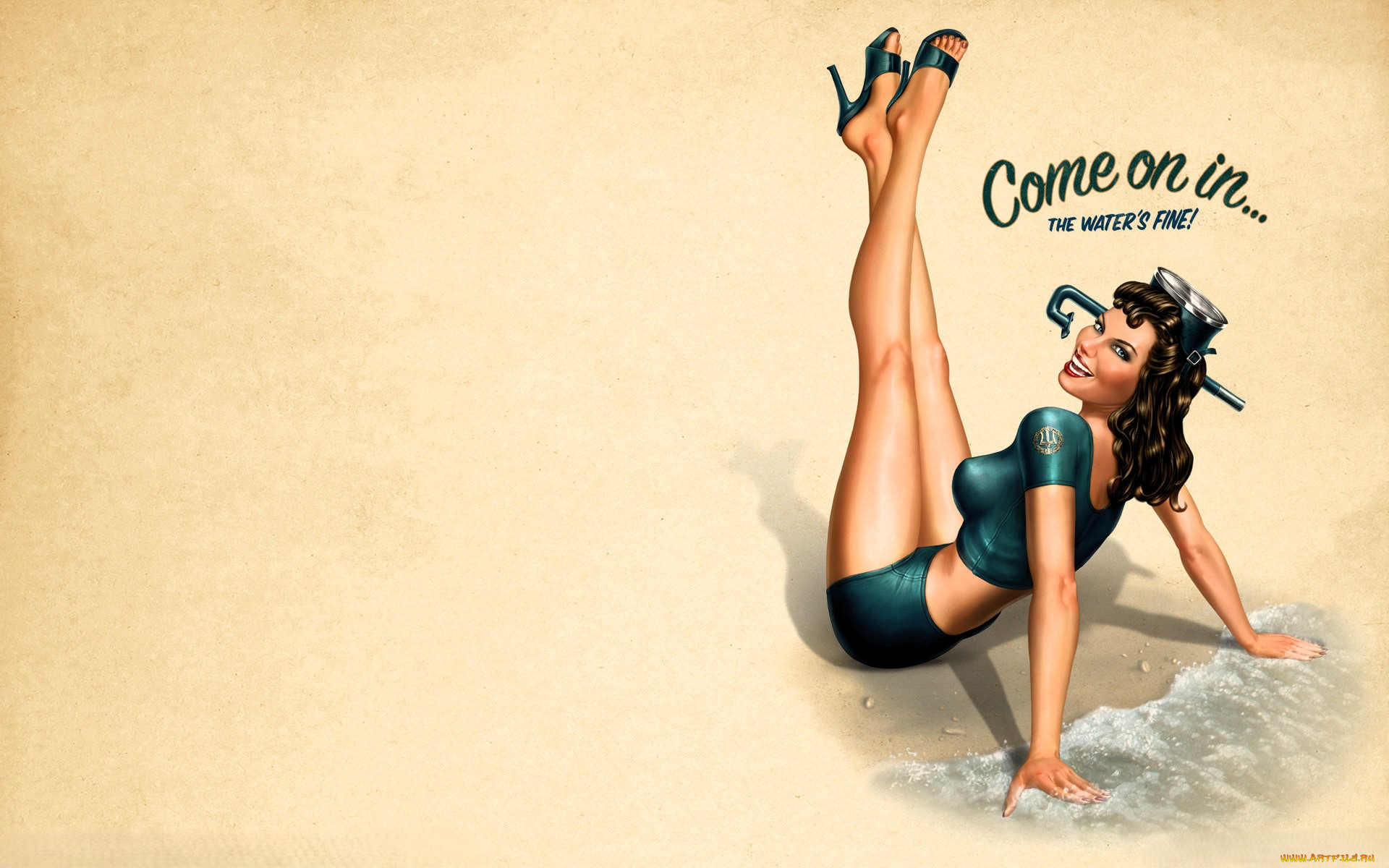 battlestations, midway, видео, игры, battlestations, , midway, девушка, топ, шорты, маска, море