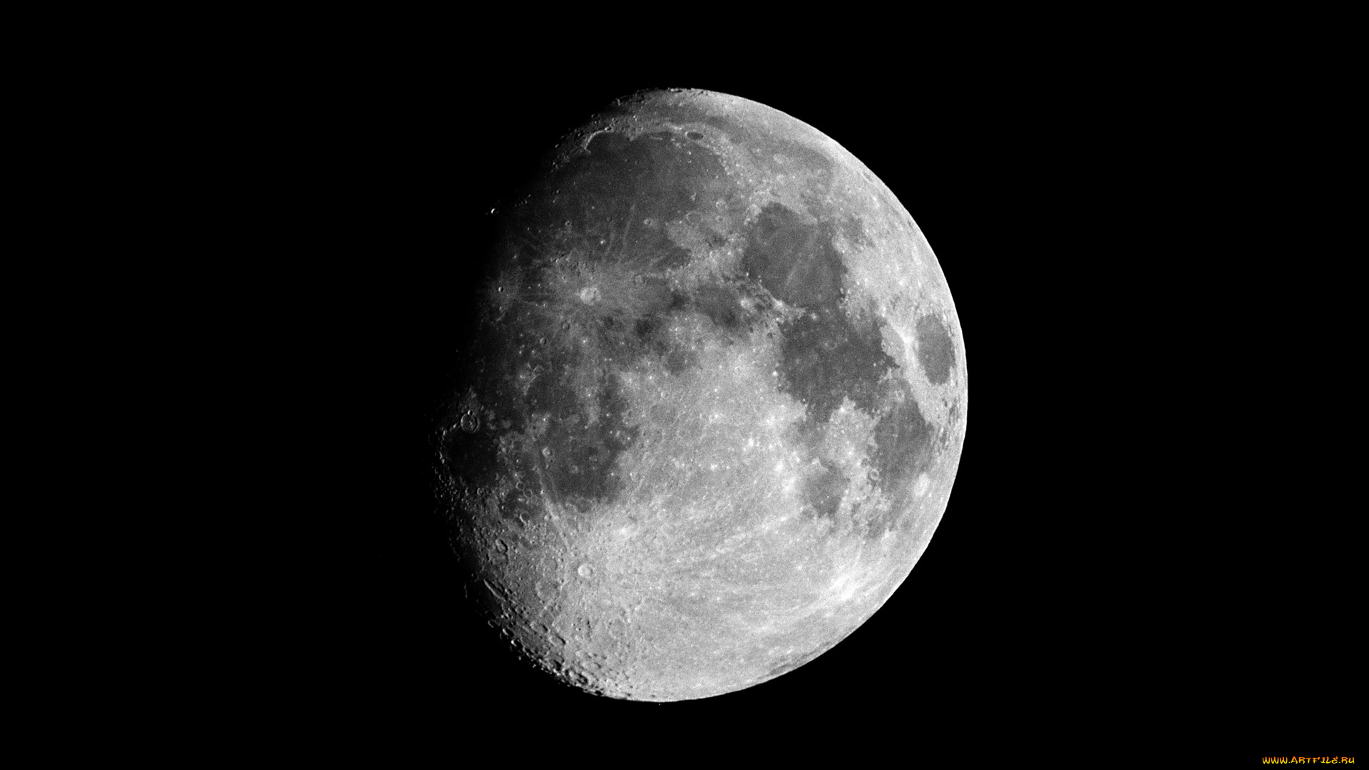 waxing, gibbous, moon, космос, луна