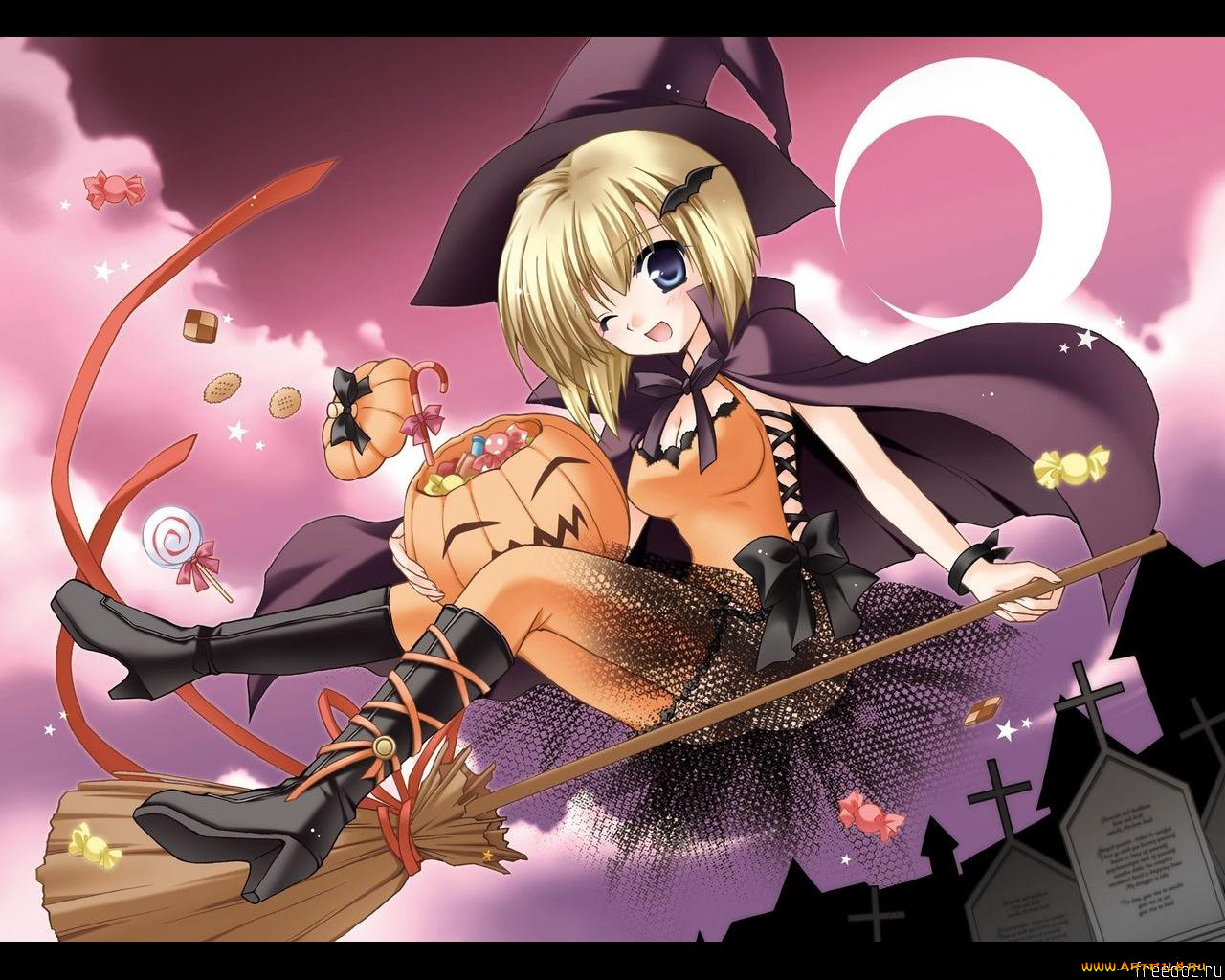 аниме, halloween, magic