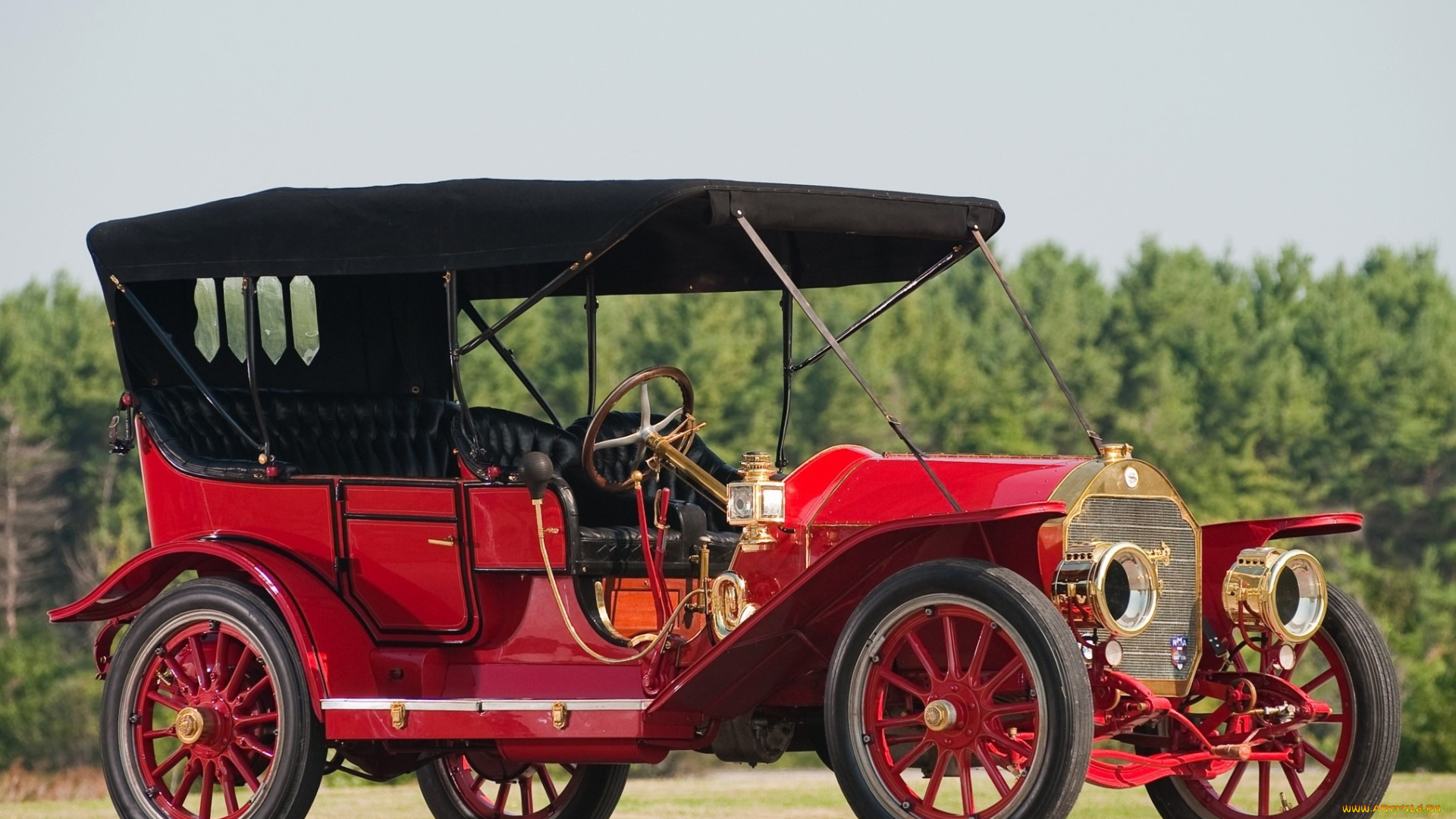 автомобили, классика, небо, дорога, трава, лес