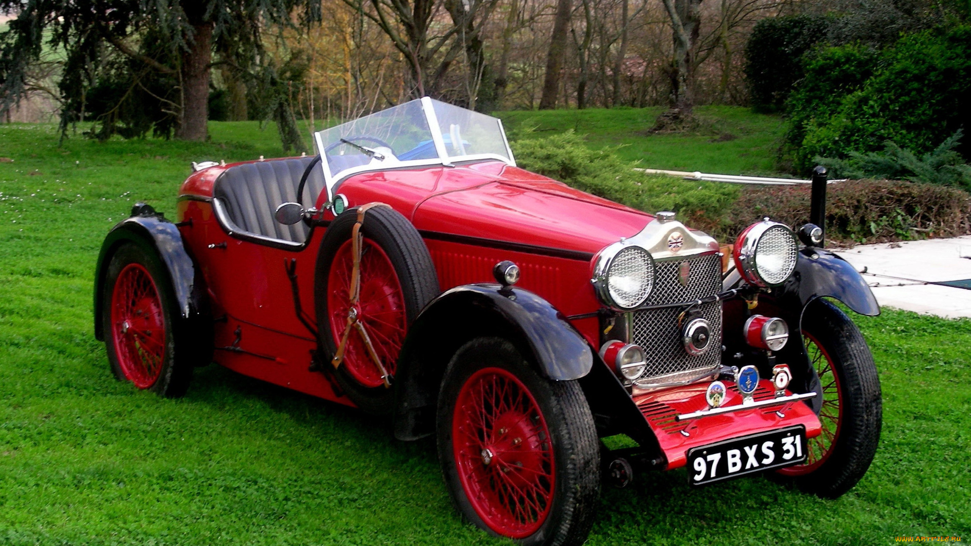 автомобили, классика, небо, трава, деревья