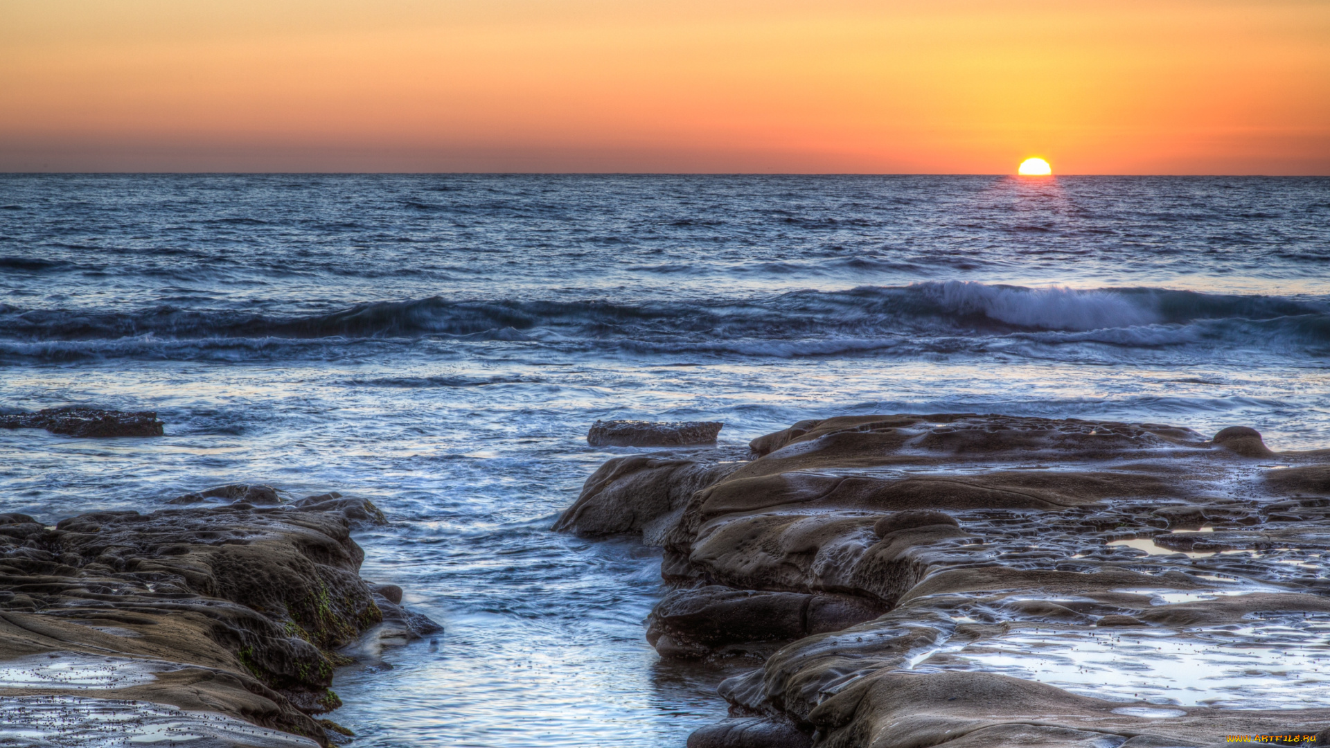 природа, восходы, закаты, солнце, океан, вода, волна