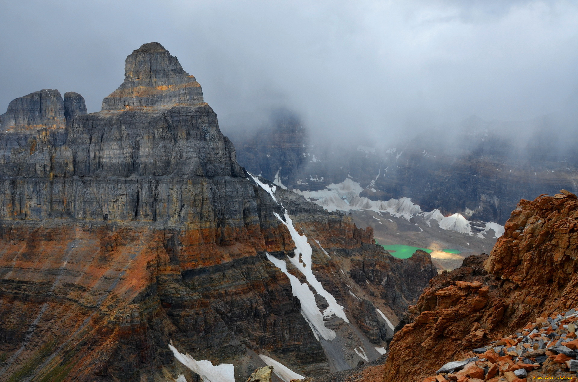 природа, горы, облока, пейзаж