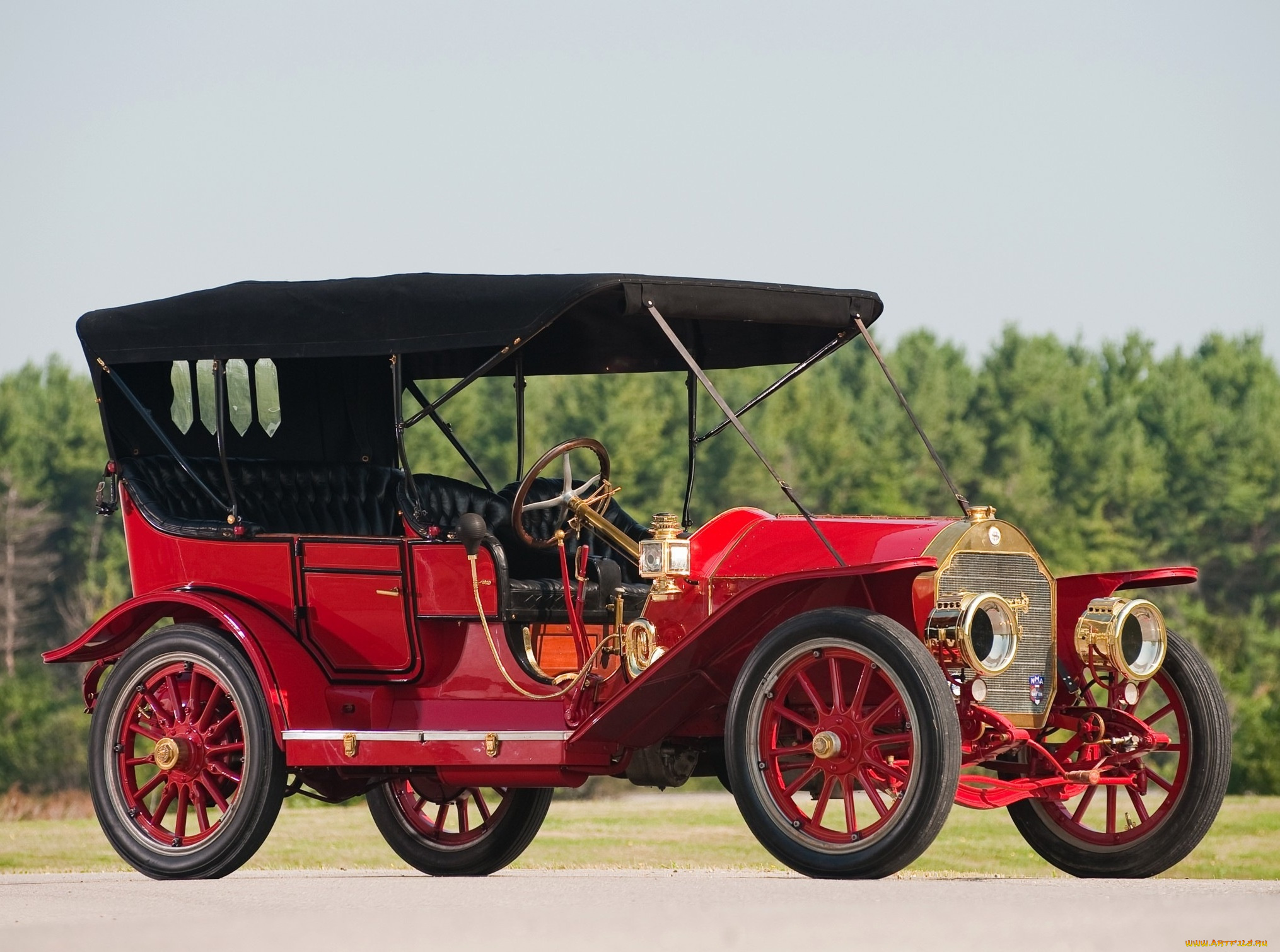 автомобили, классика, небо, дорога, трава, лес