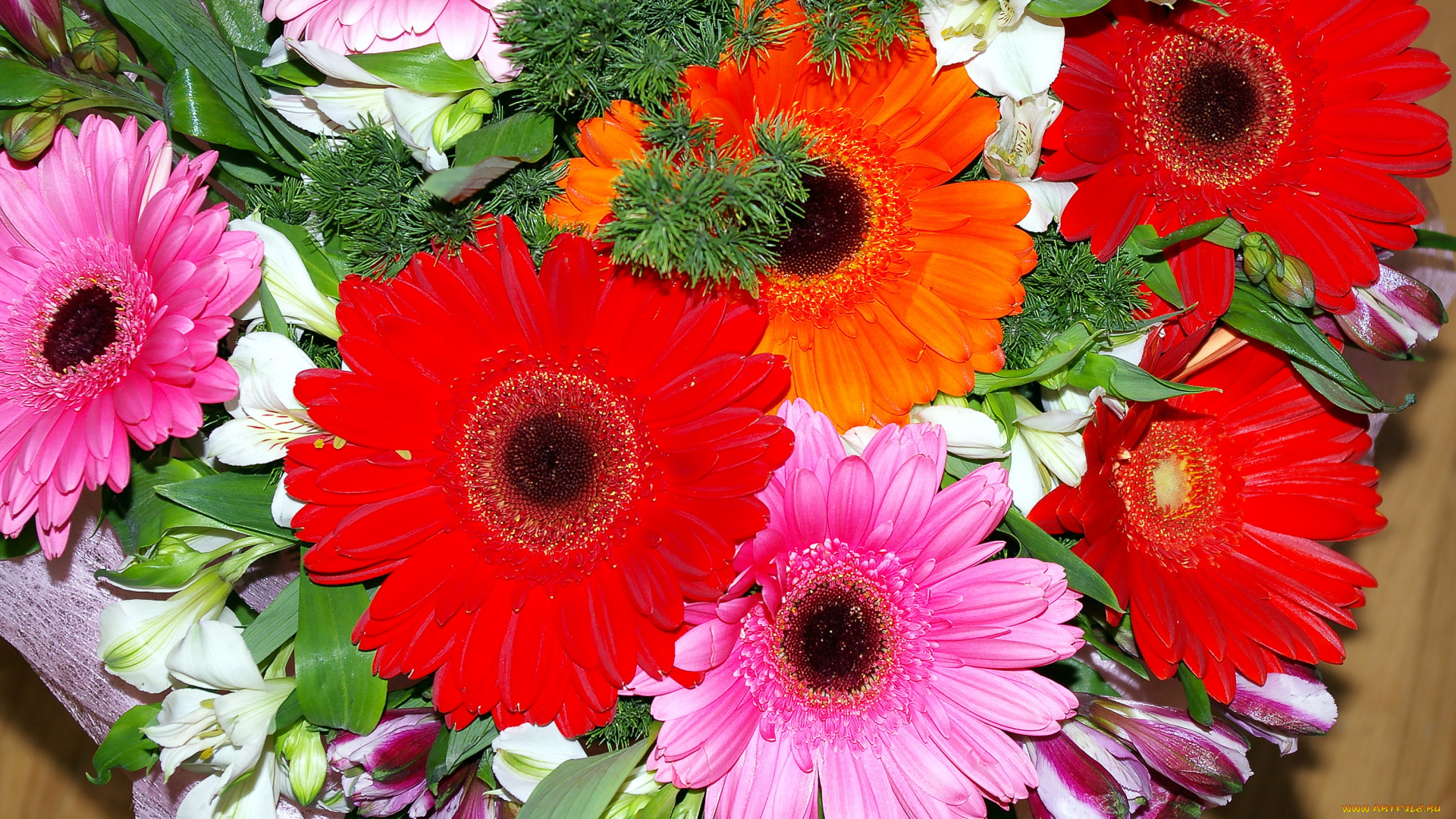 цветы, букеты, , композиции, оранжевый, красный, розовый