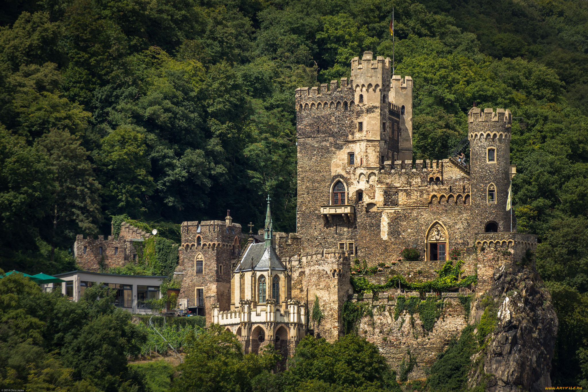 burg, rheinstein, города, замки, германии, замок