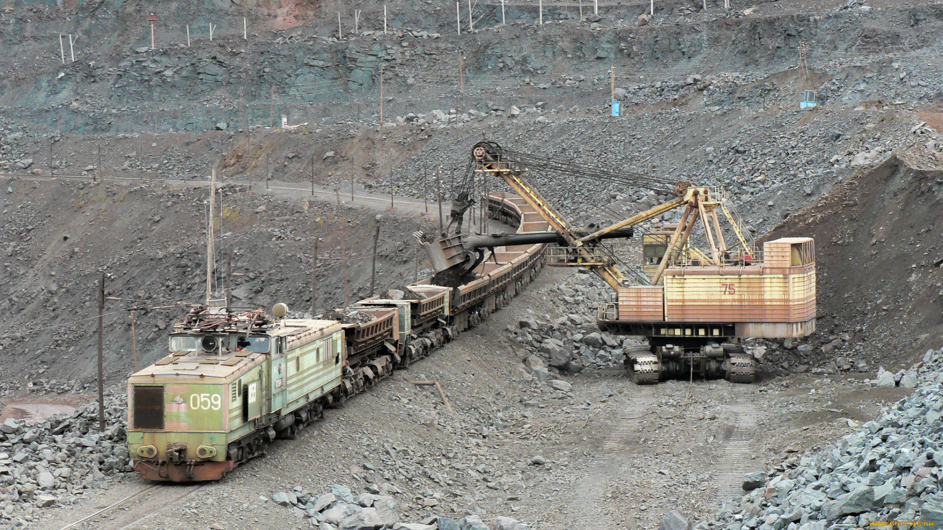 техника, экскаваторы, карьерный, экскаватор