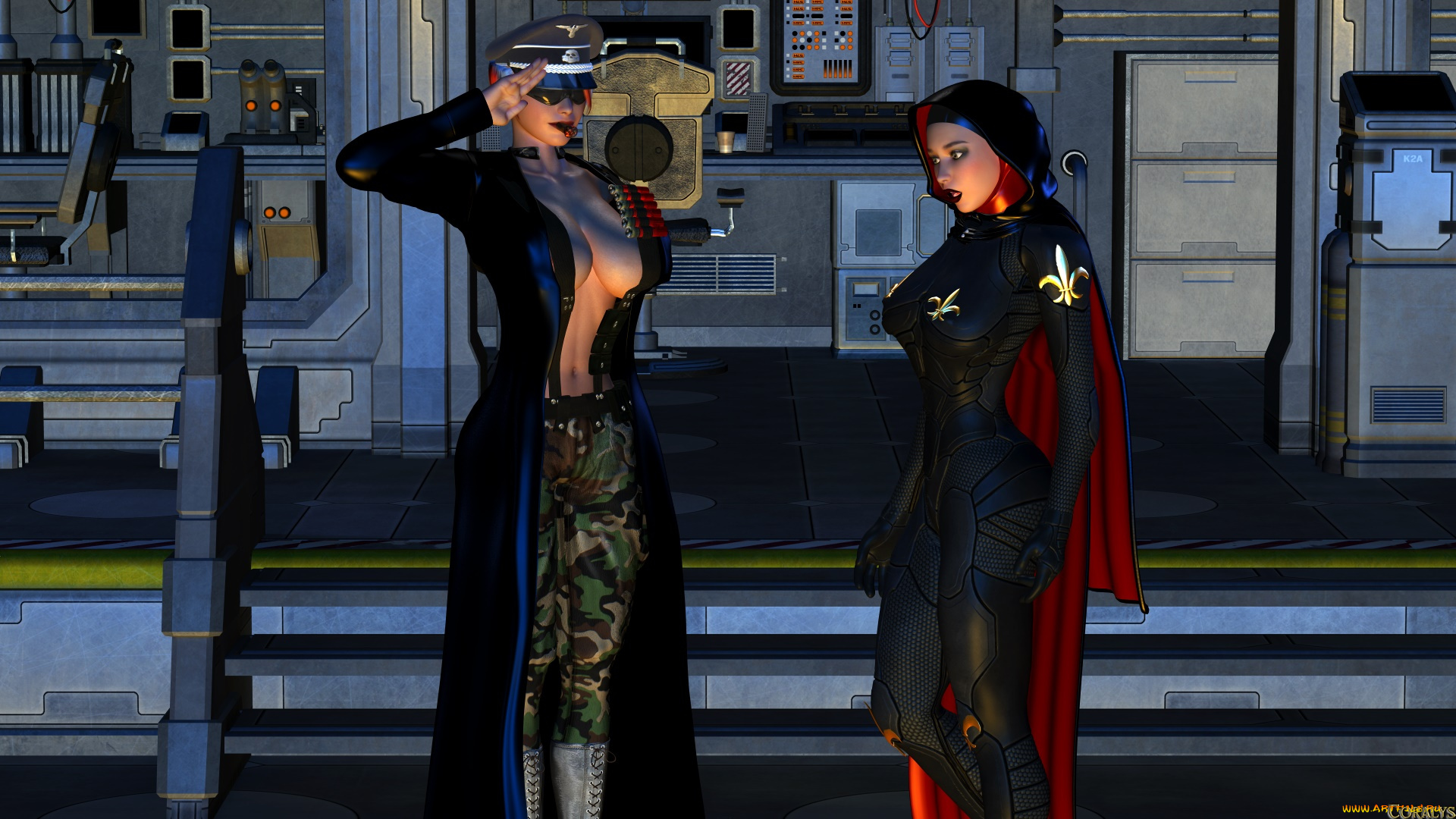 3д, графика, фантазия, , fantasy, фон, девушки, взгляд