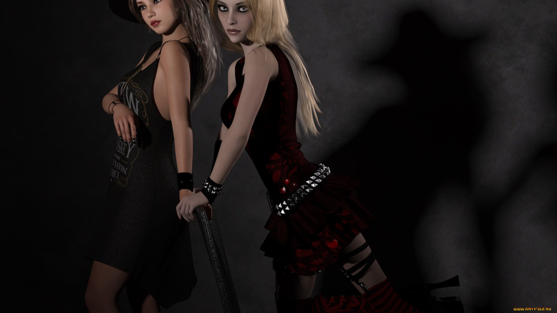 3д, графика, люди, , people, девушки, взгляд, фон