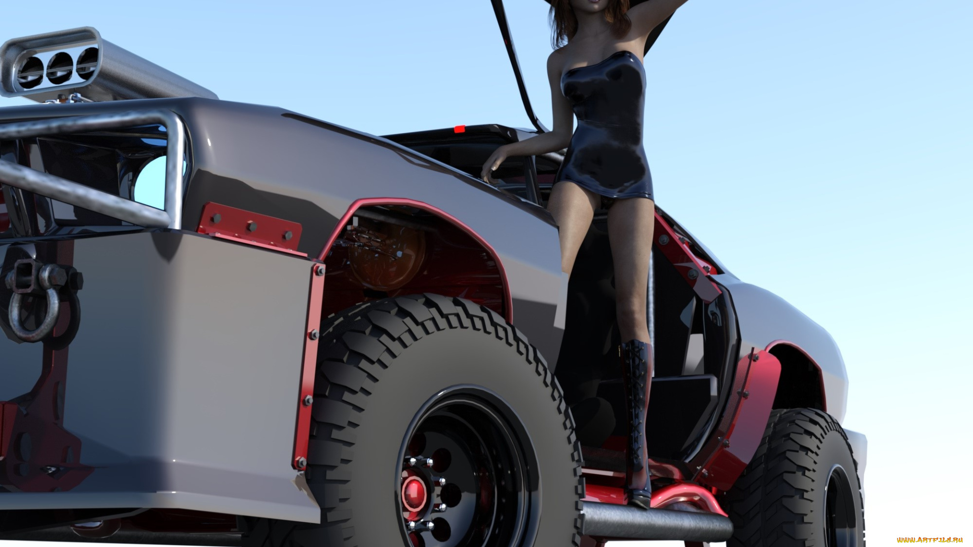 3д, графика, люди-авто, мото, , people-, car, , , moto, автомобиль, фон, взгляд, девушка