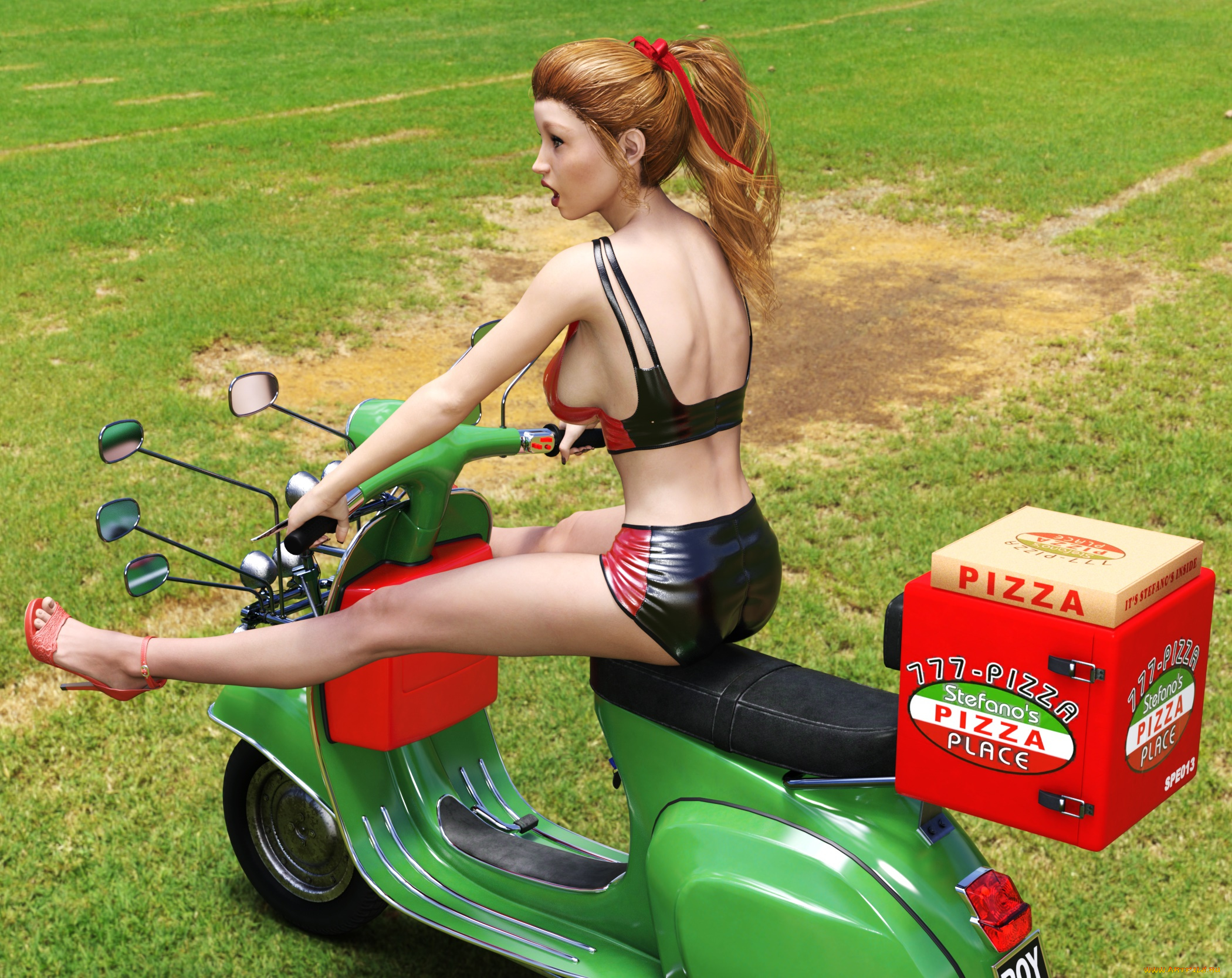 3д, графика, люди-авто, мото, , people-, car, , , moto, фон, взгляд, девушка