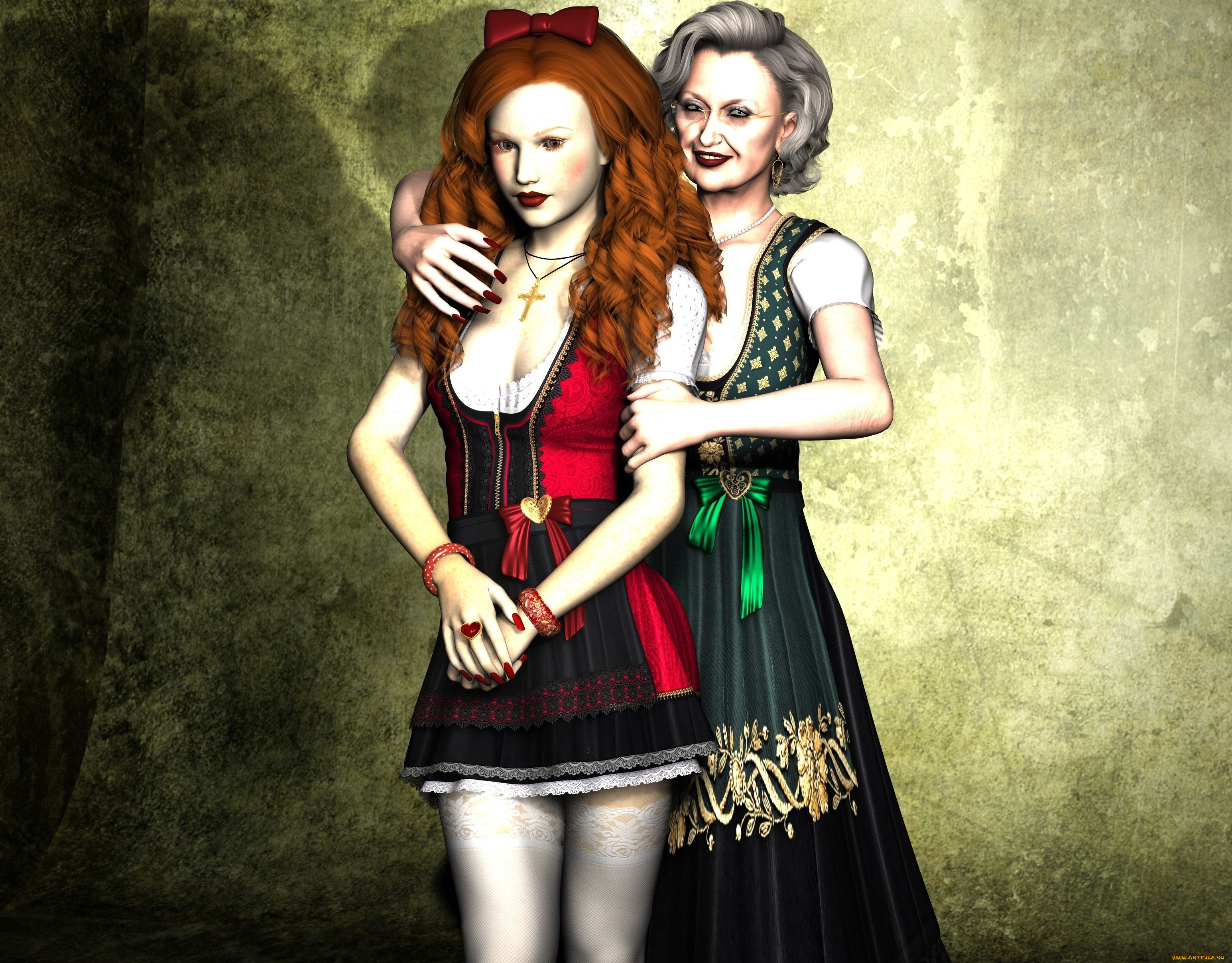 3д, графика, люди, , people, девушка, взгляд, фон