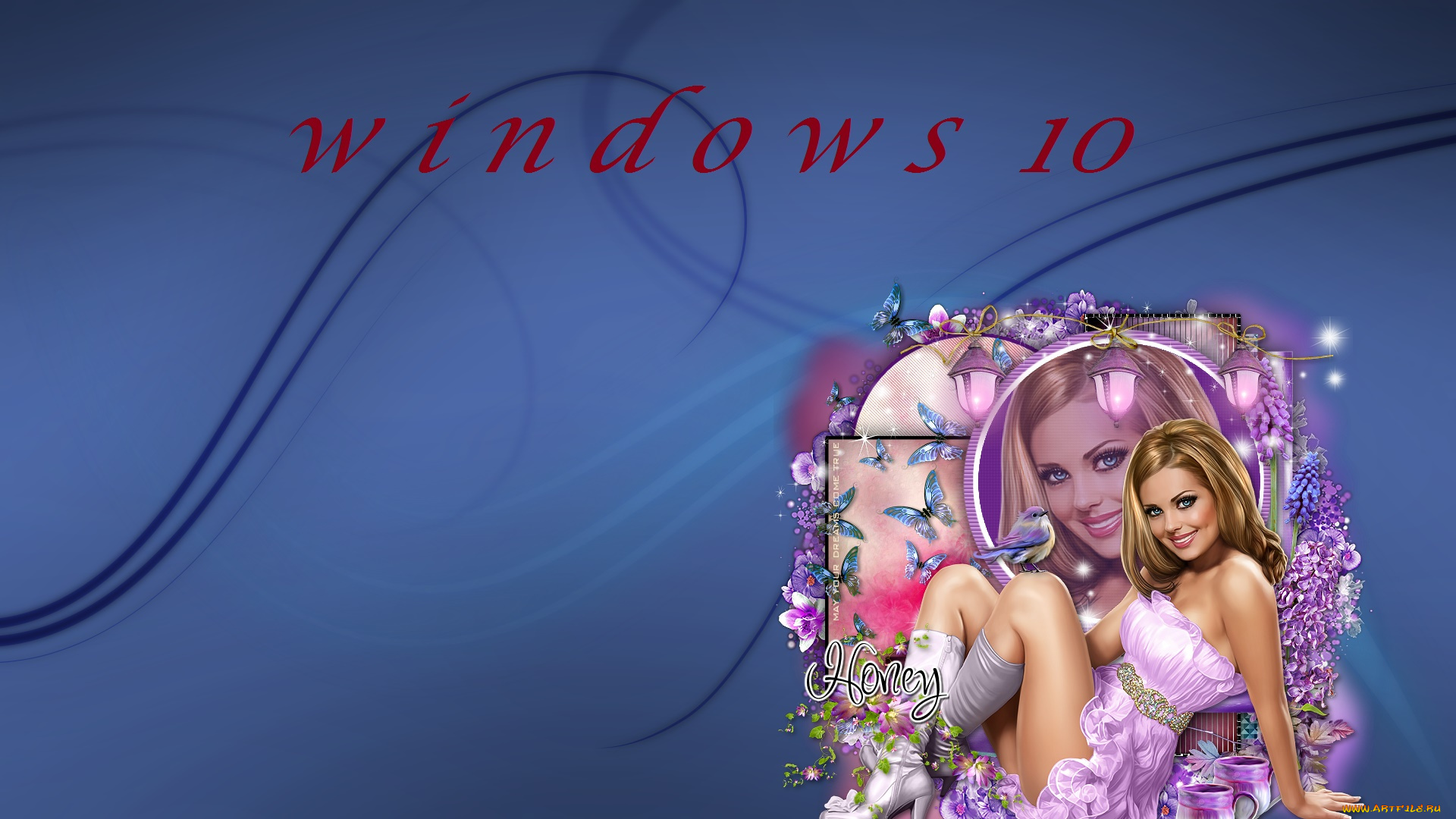 компьютеры, windows, , 10, фон, логотип, взгляд, девушка