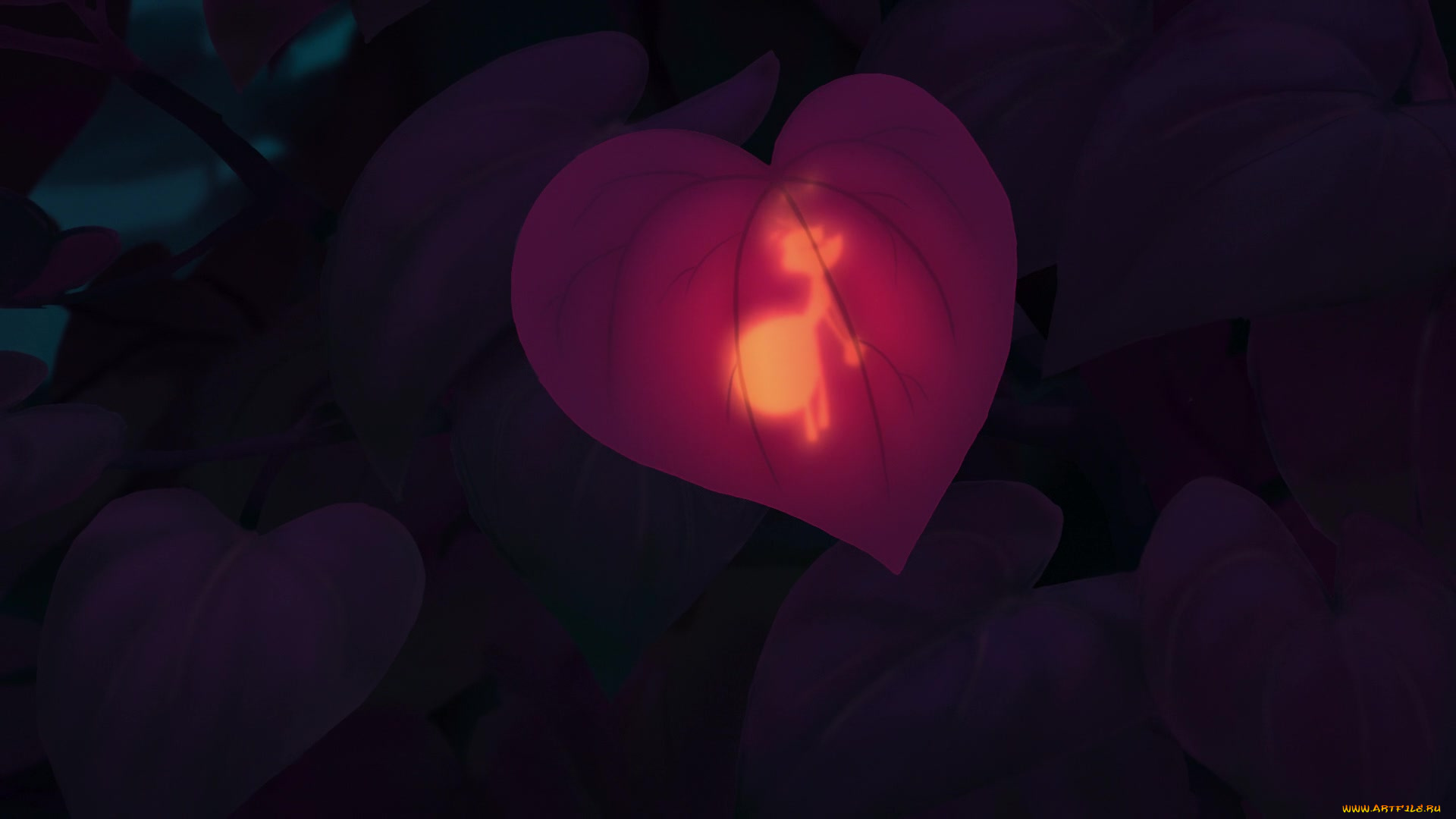 мультфильмы, the, princess, and, the, frog, лист, растение, светлячок, силуэт