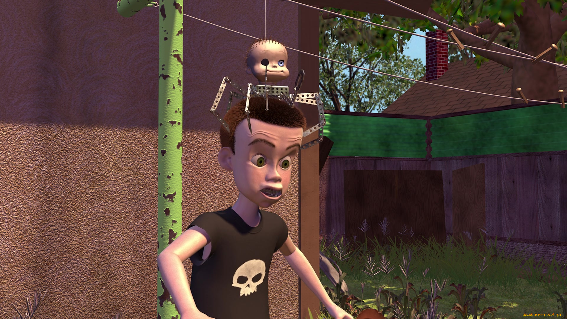 мультфильмы, toy, story, череп, мальчик, растения, голова