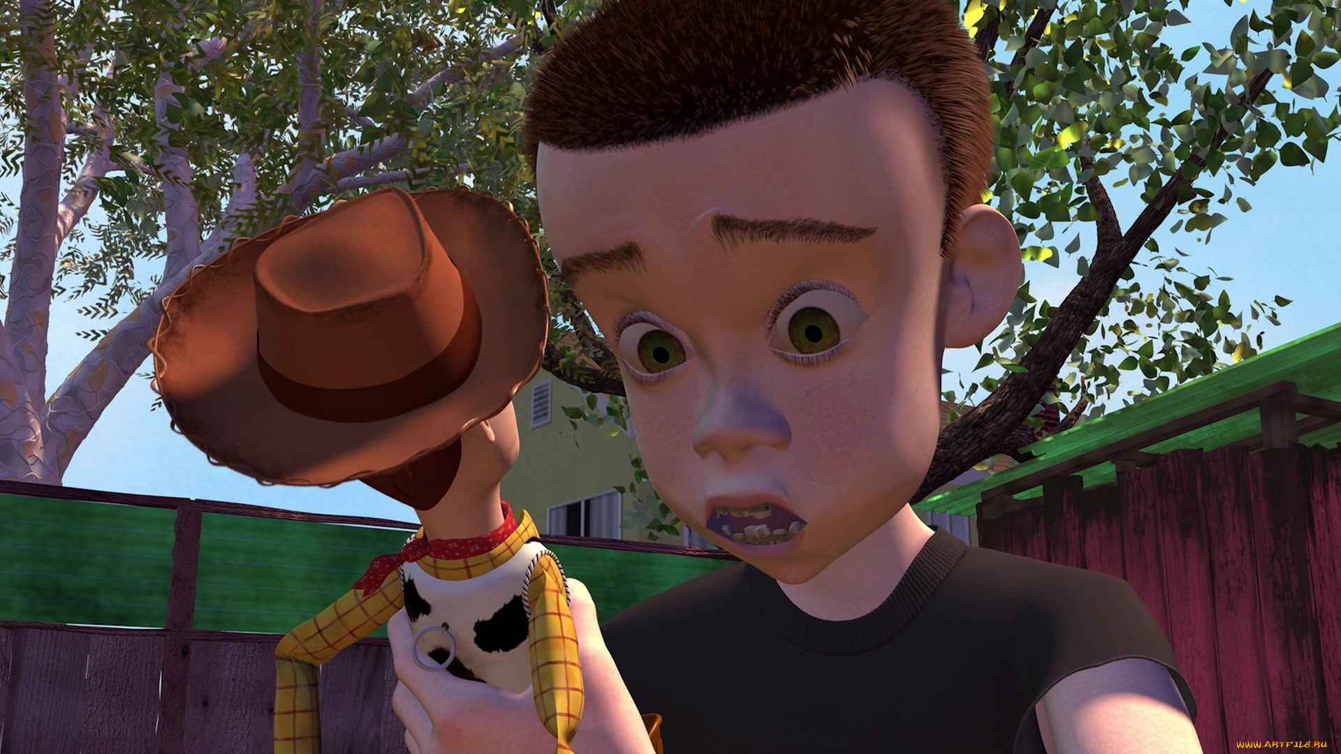 мультфильмы, toy, story, деревья, ковбой, мальчик