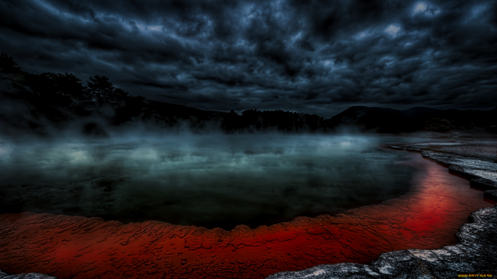 природа, побережье, море, ночь