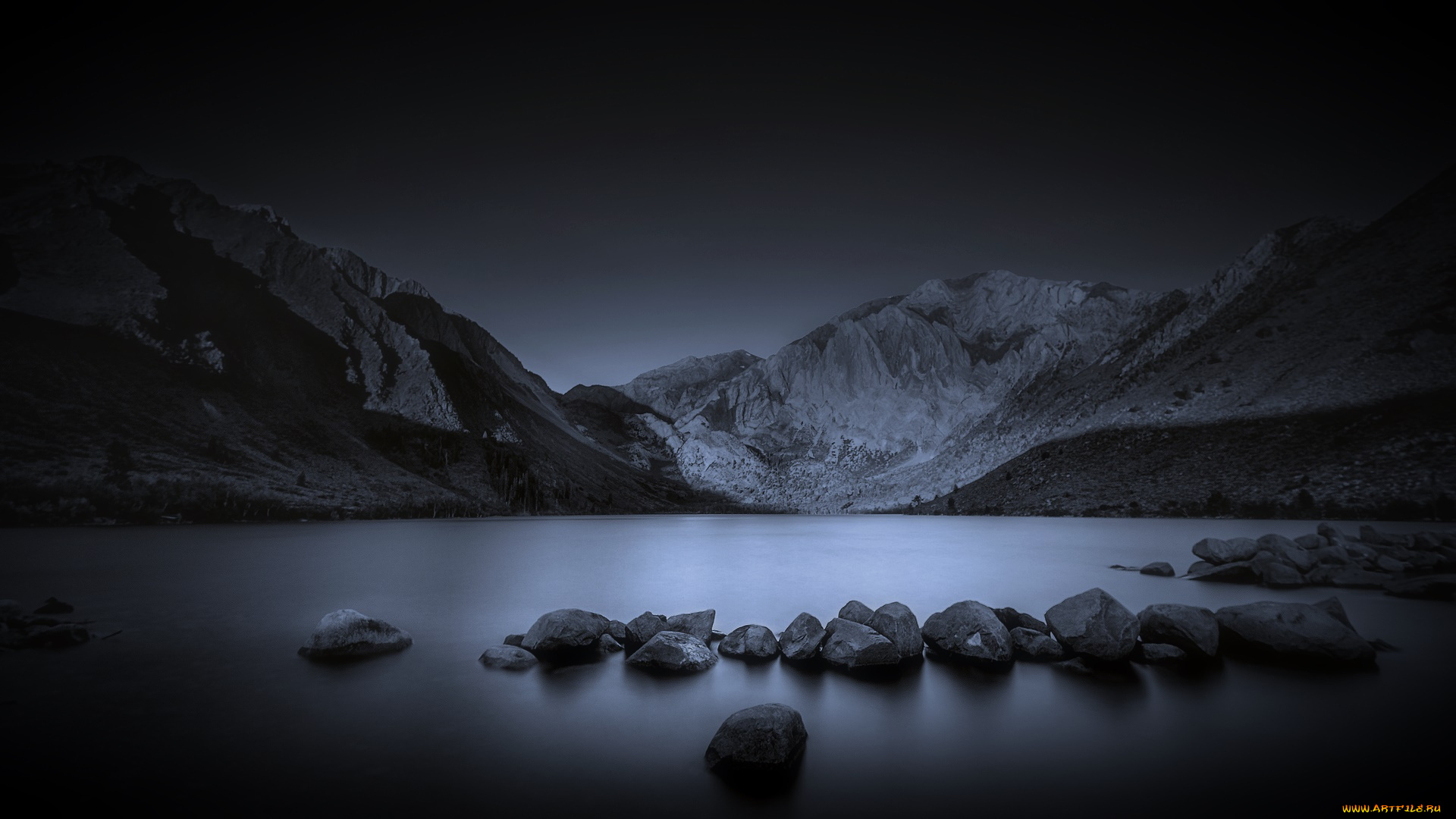 природа, реки, озера, озеро, горы, ночь
