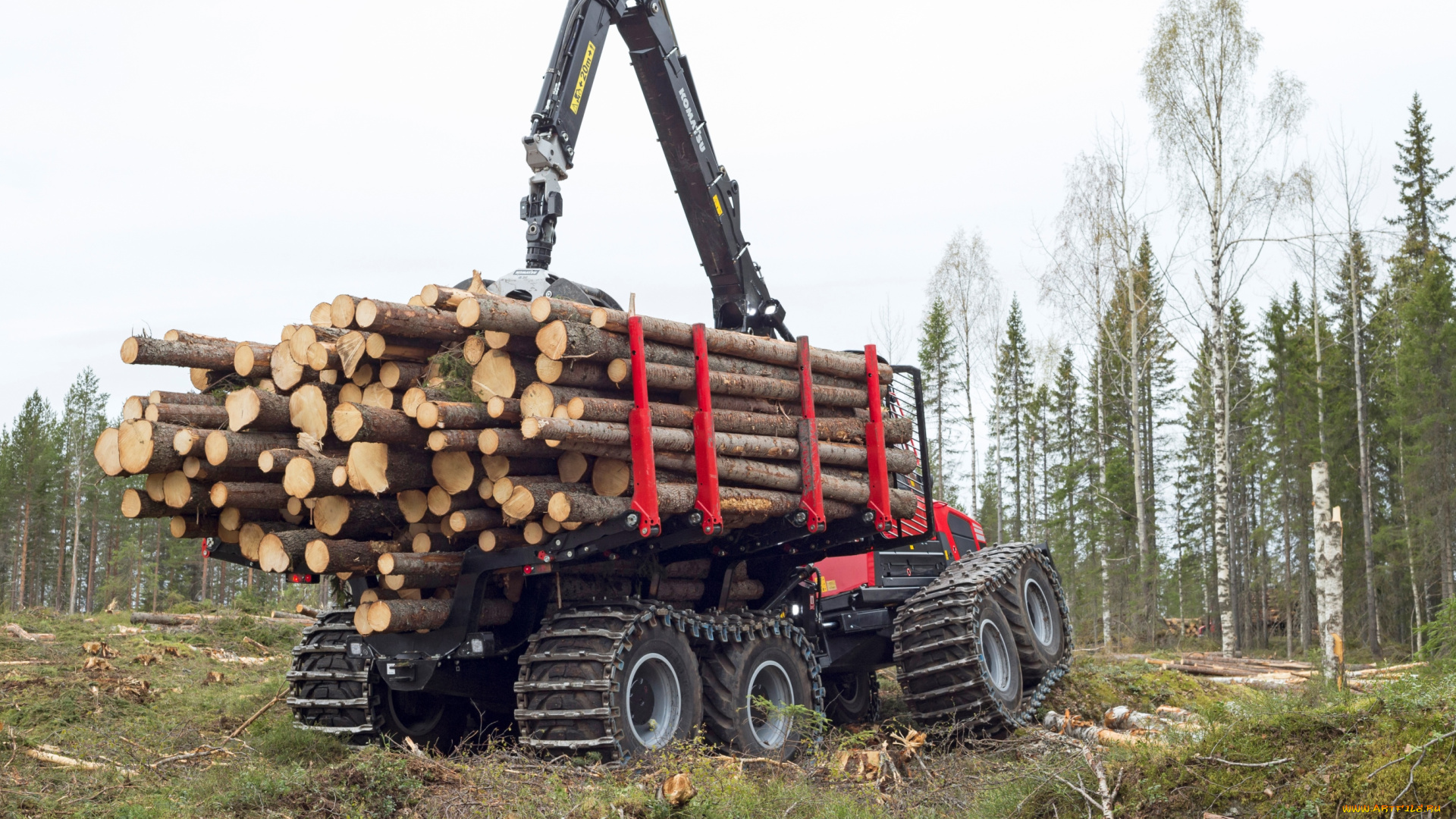 техника, лесоповалочная, техника, komatsu