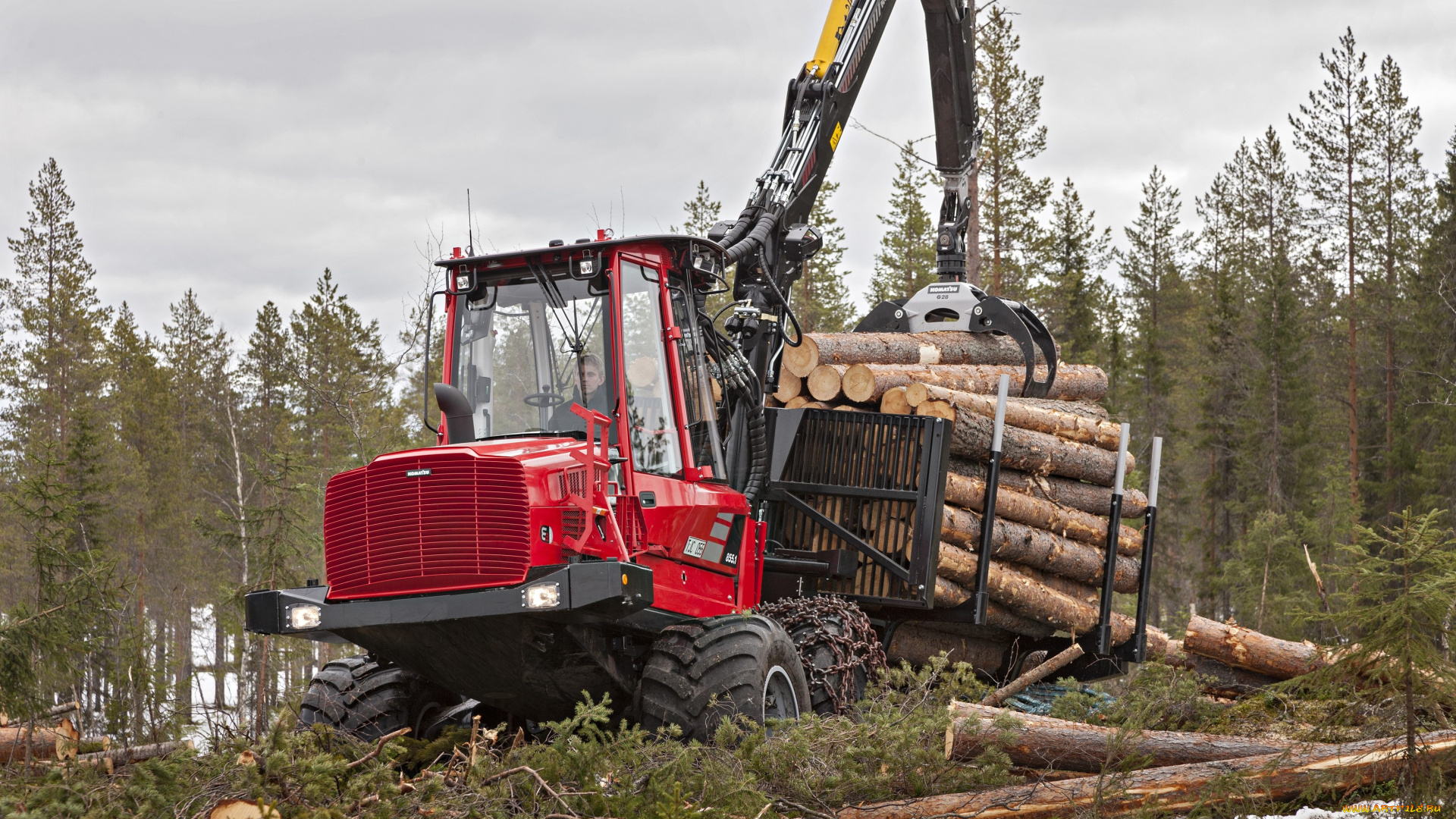 техника, лесоповалочная, техника, komatsu