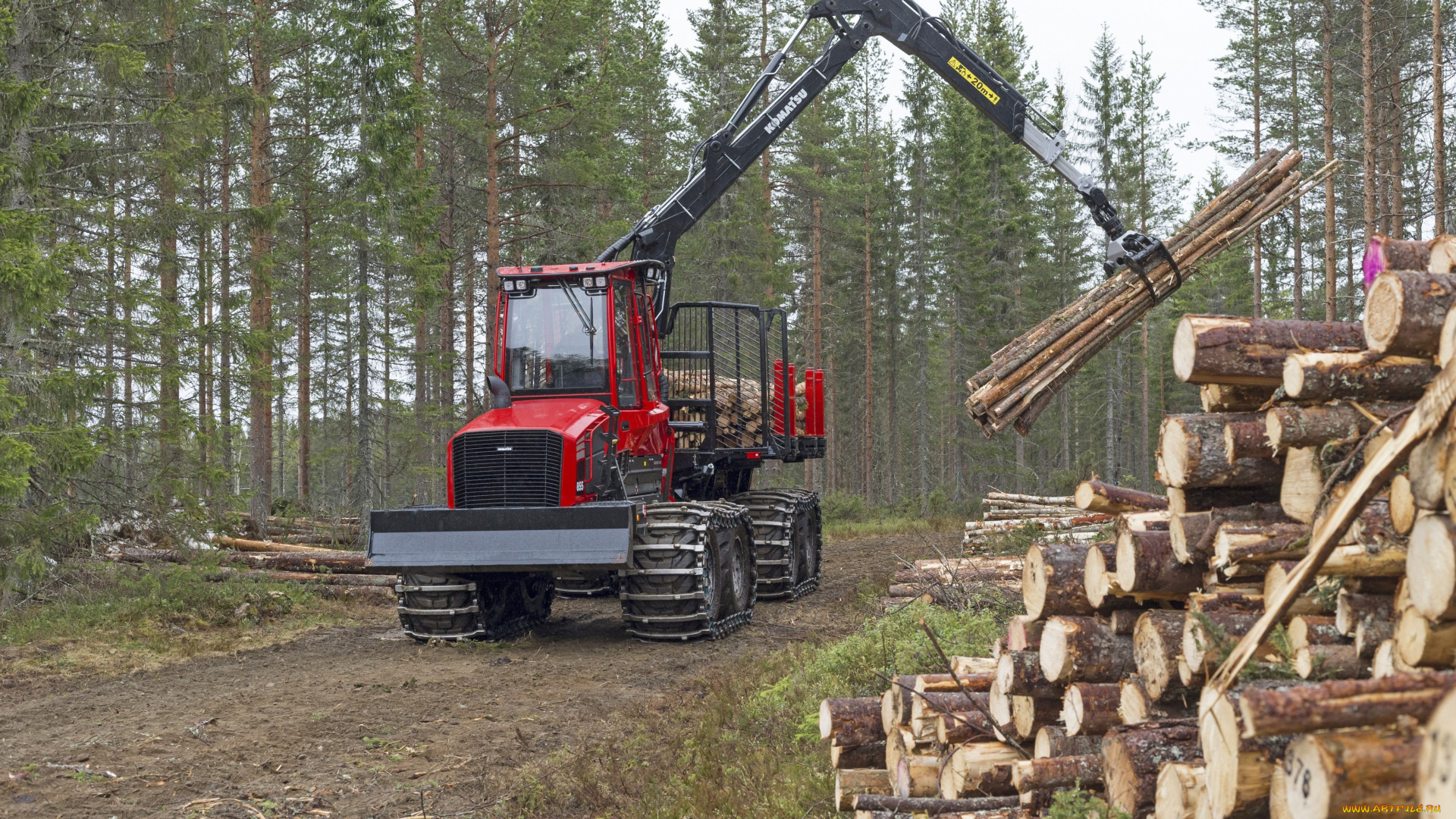 техника, лесоповалочная, техника, komatsu