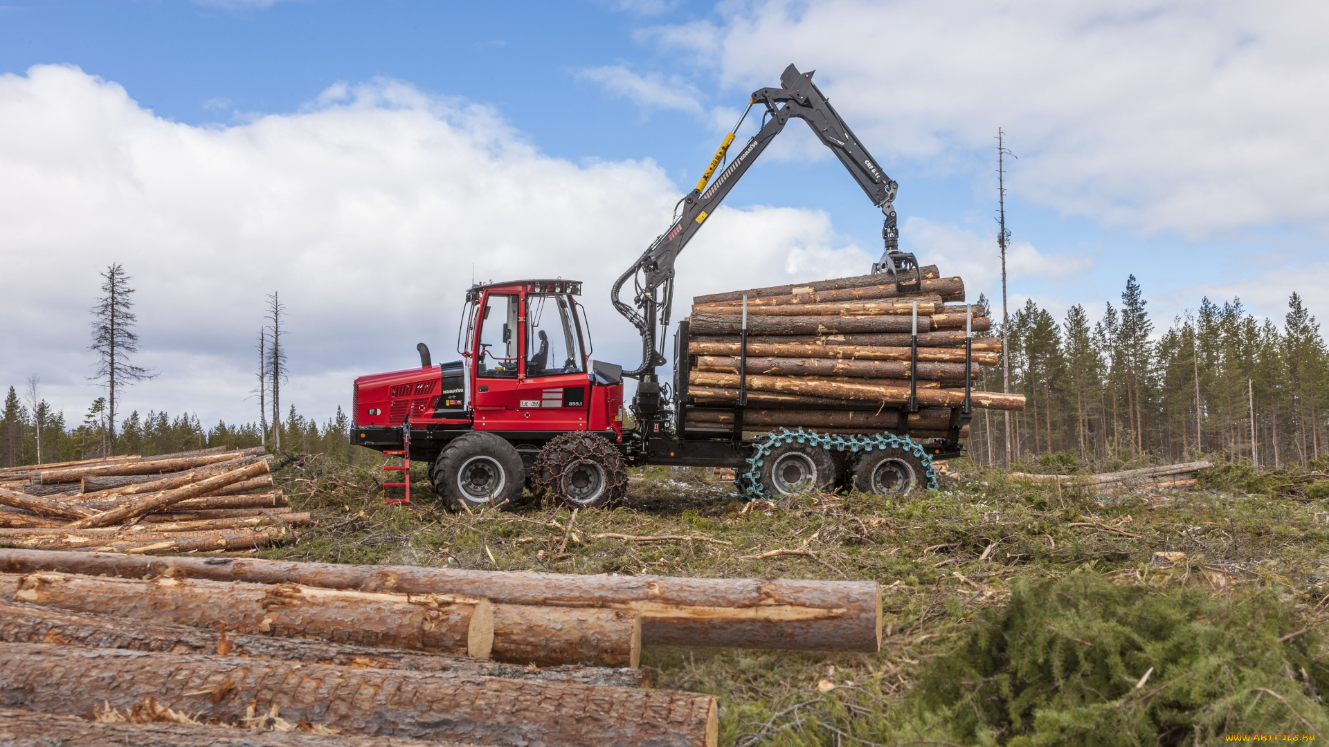 техника, лесоповалочная, техника, komatsu
